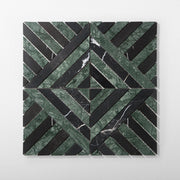 Horizon Verde Alpi and Nero Marquina Marble Honed Mosaic Tile