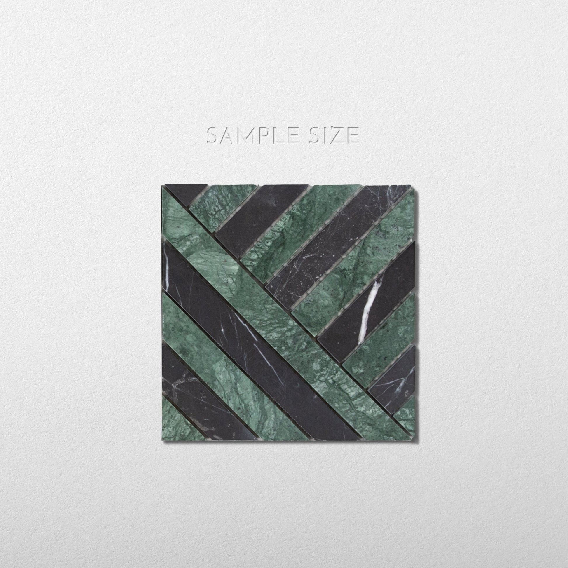 Horizon Verde Alpi and Nero Marquina Marble Polished Mosaic Tile sample