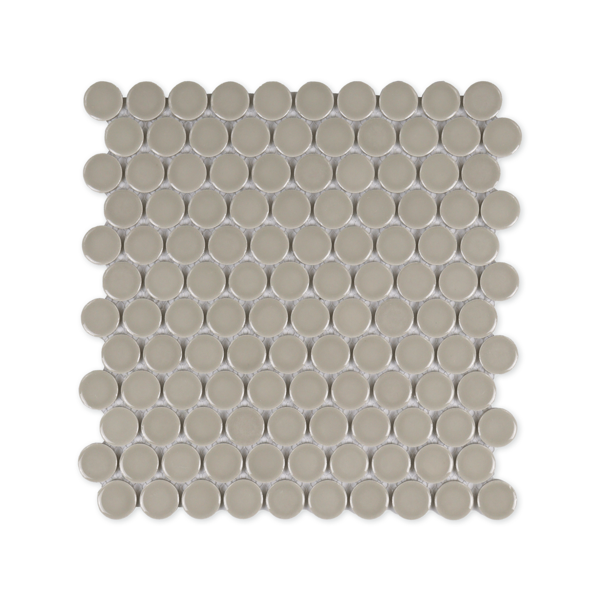 Latte Jumbo Glossy Penny Round Mosaic Tile - Cemento Collection
