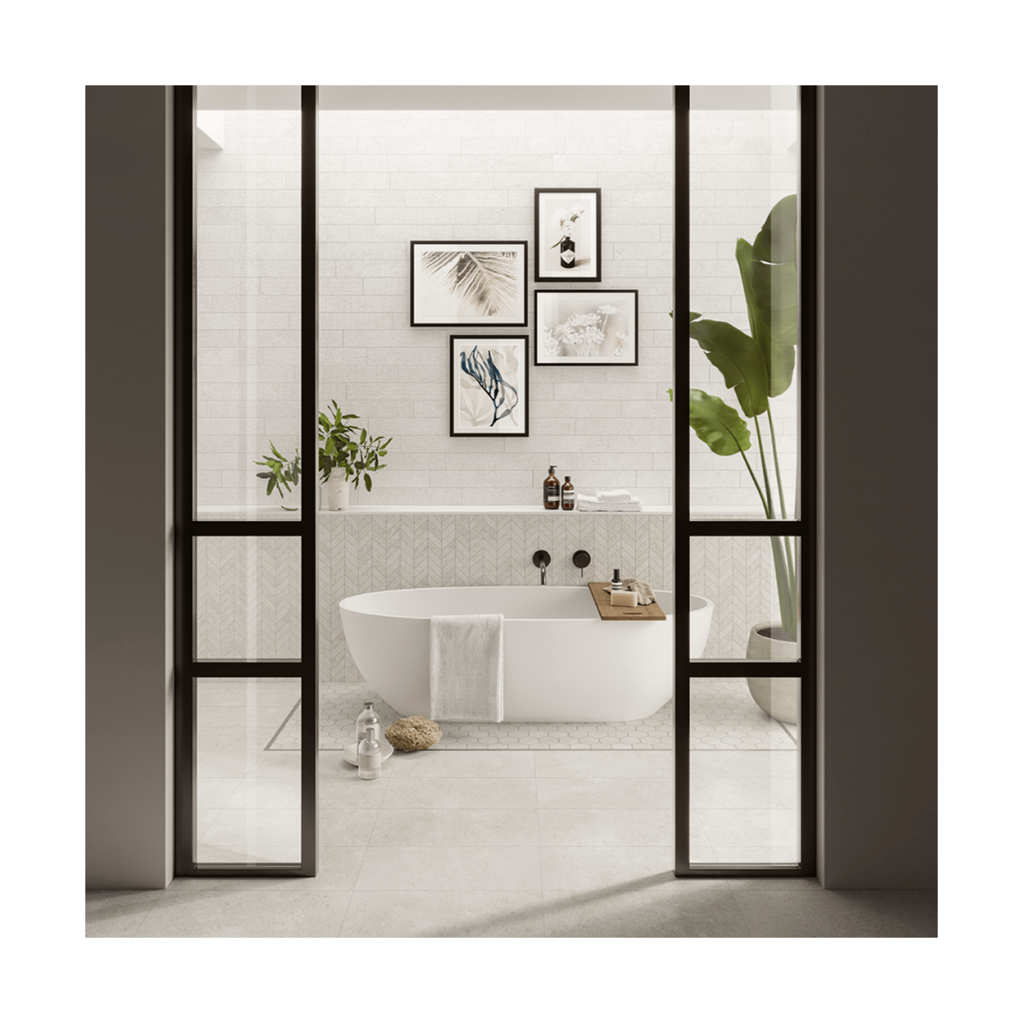 Lime Stone White Cream Rectified Porcelain Tile 24x24 Porcelain Tile - Cemento Collection