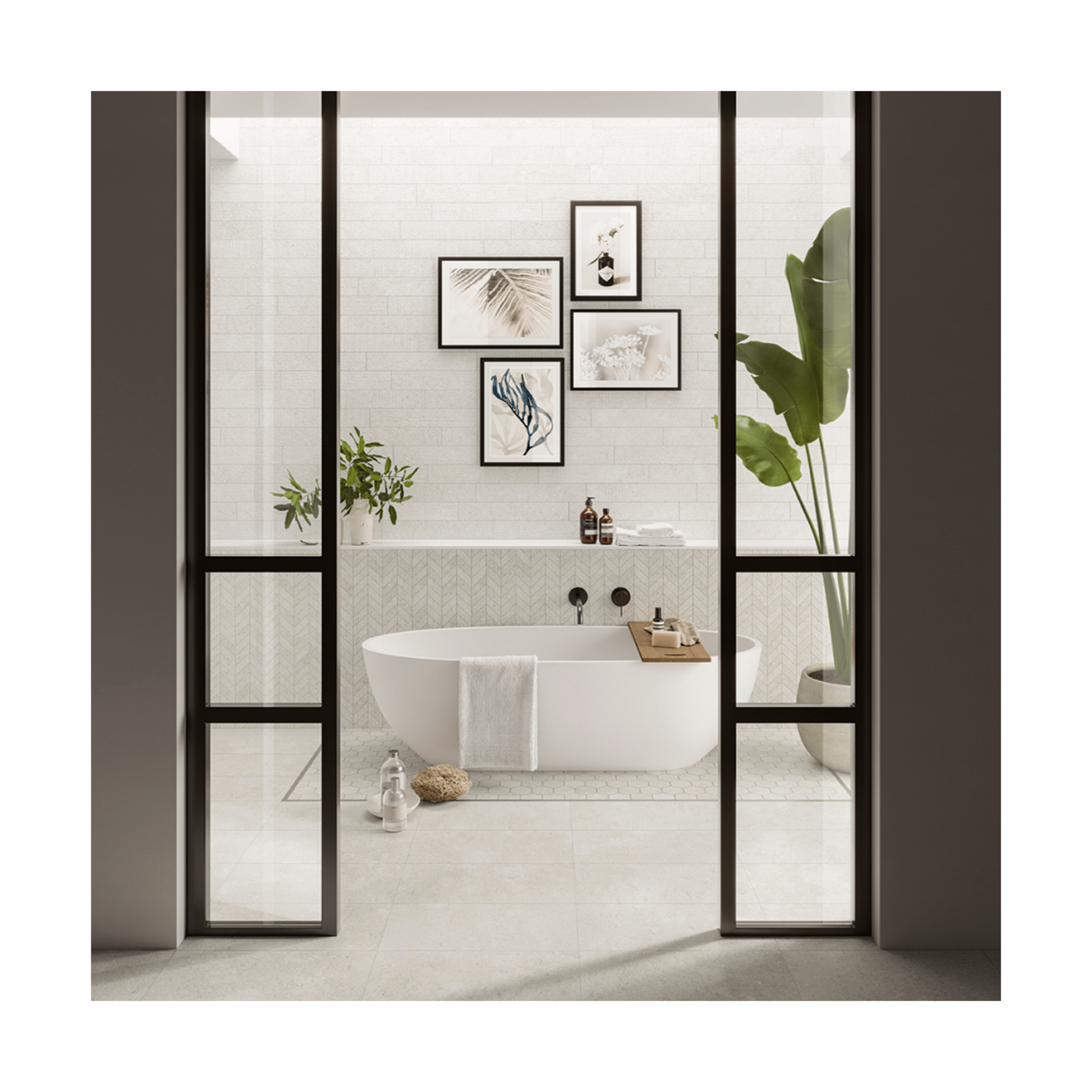 Lime Stone White Cream Rectified Porcelain Tile 24x24 Porcelain Tile - Cemento Collection