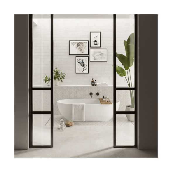 Lime Stone White Cream Rectified Porcelain Tile 24x24 Porcelain Tile - Cemento Collection