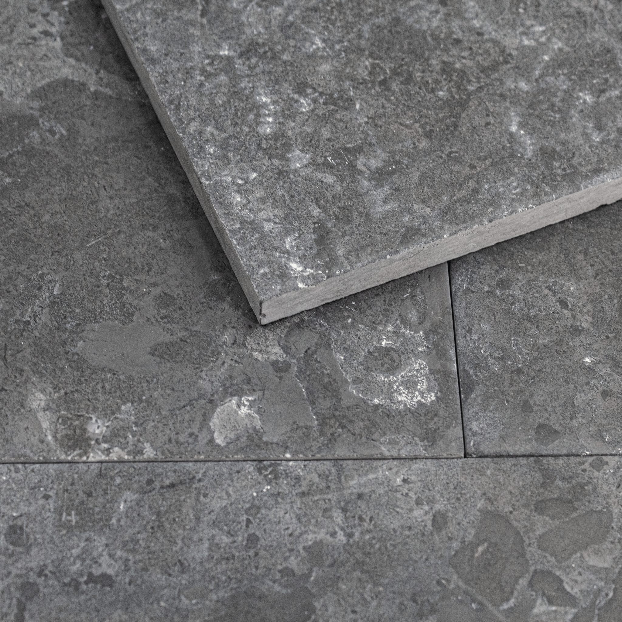 Limestone 12x24 Black Pearl Brushed and Honed Tile - Cemento Collection