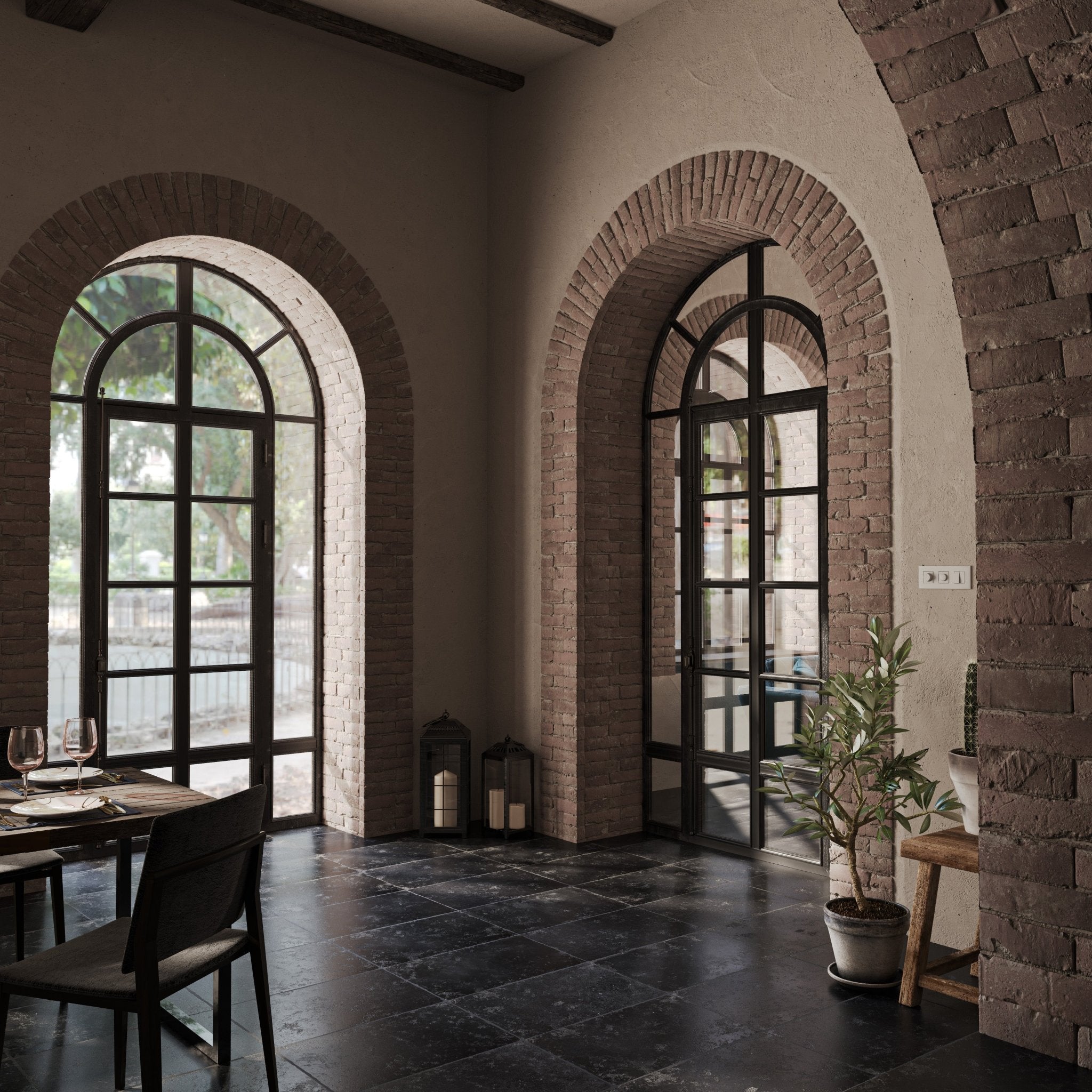 Limestone 16x24 Alexandria Black Hand Cut Tile - Cemento Collection