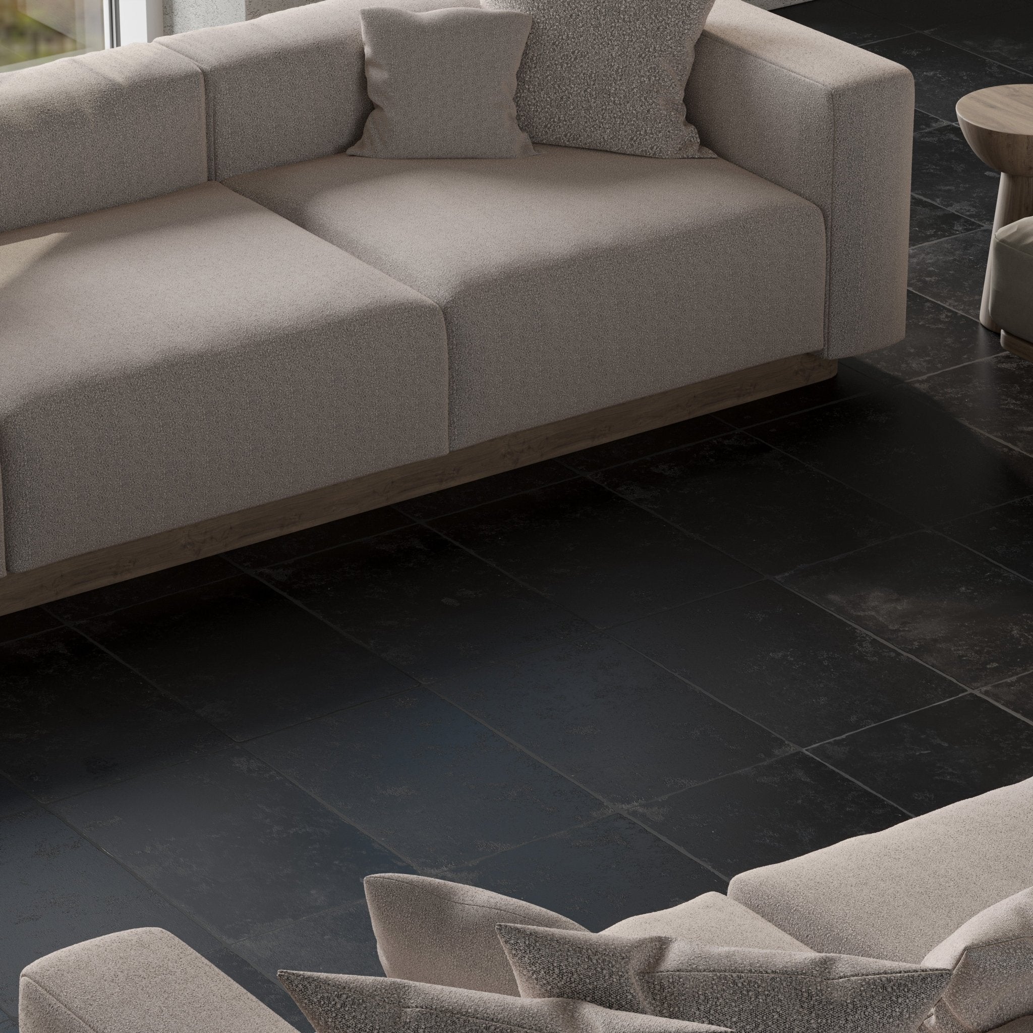 Limestone 16x24 Alexandria Black Hand Cut Tile - Cemento Collection