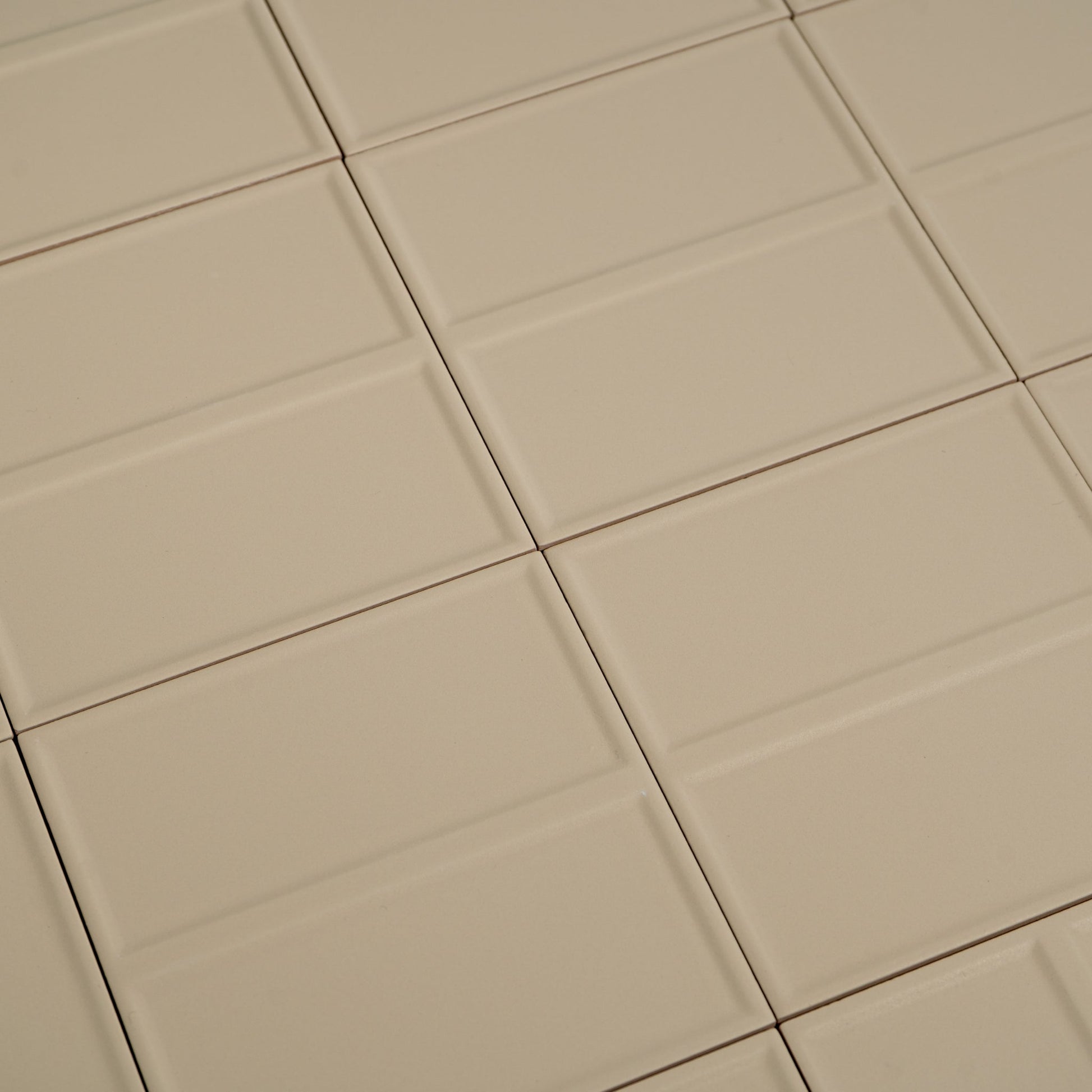 Macaron Domino Almond Butter 5x5 Matte Ceramic Tile - Cemento Collection