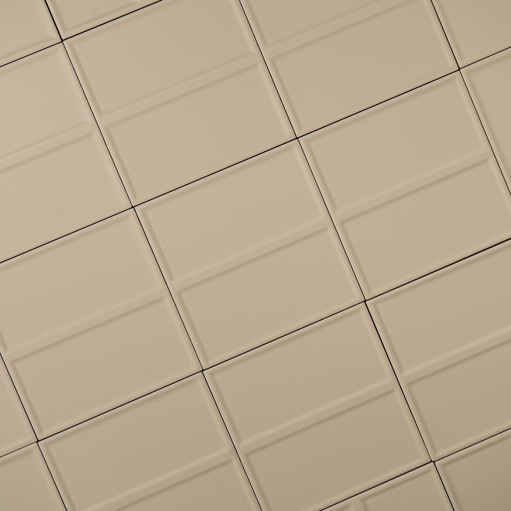 Macaron Domino Almond Butter 5x5 Matte Ceramic Tile - Cemento Collection