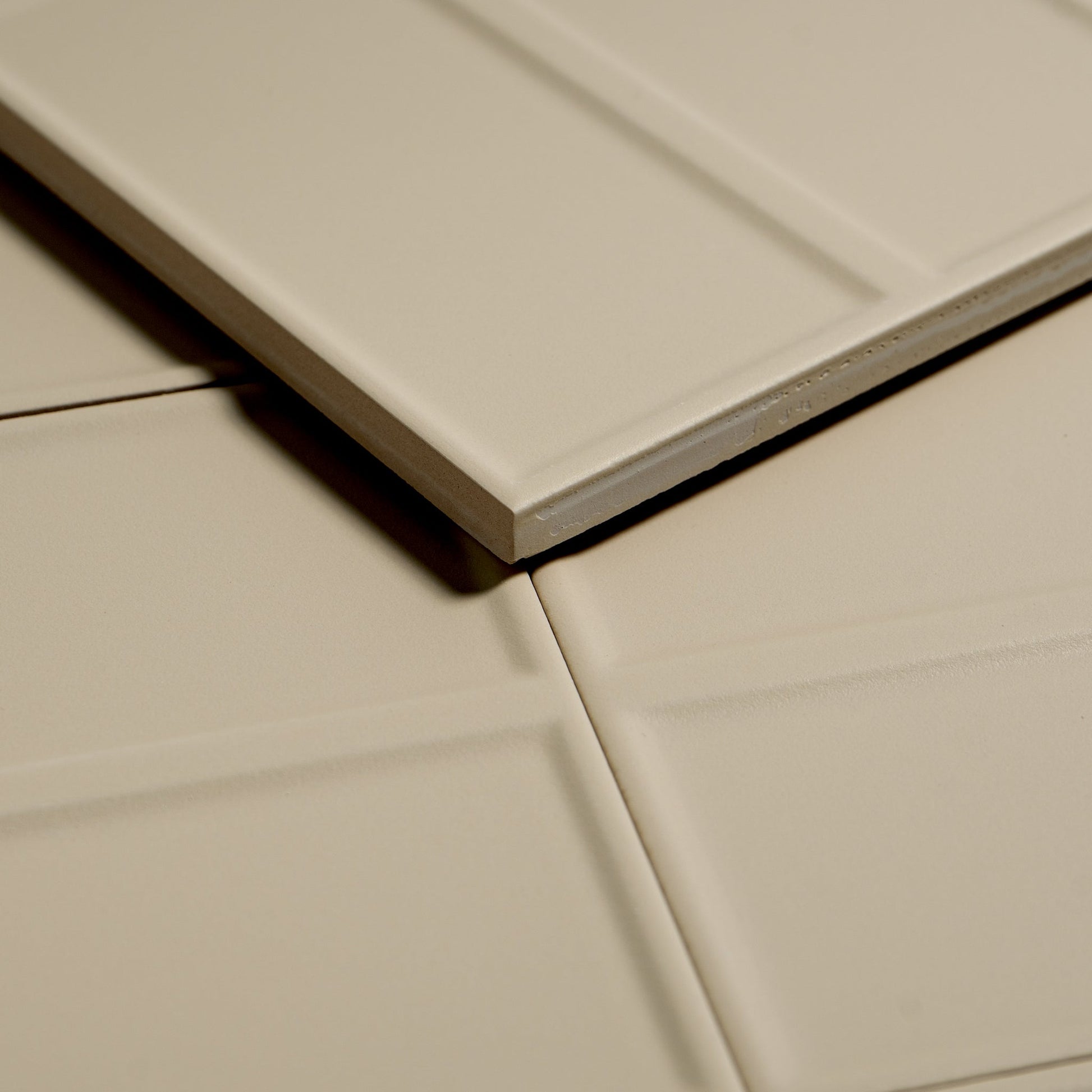 Macaron Domino Almond Butter 5x5 Matte Ceramic Tile - Cemento Collection