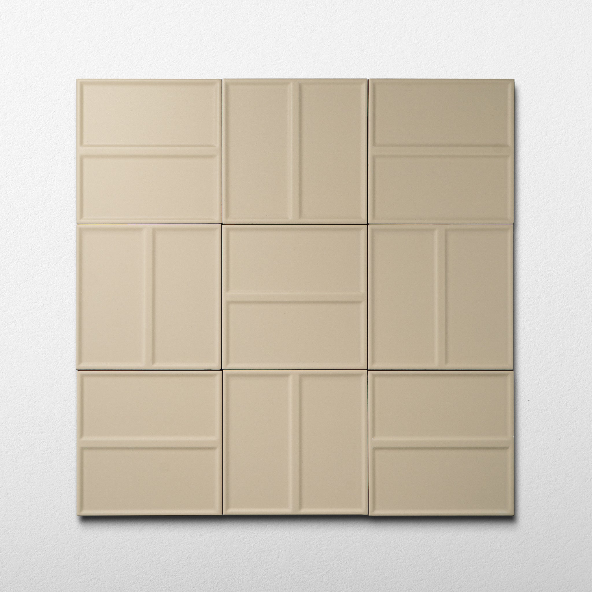 Macaron Domino Almond Butter 5x5 Matte Ceramic Tile - Cemento Collection