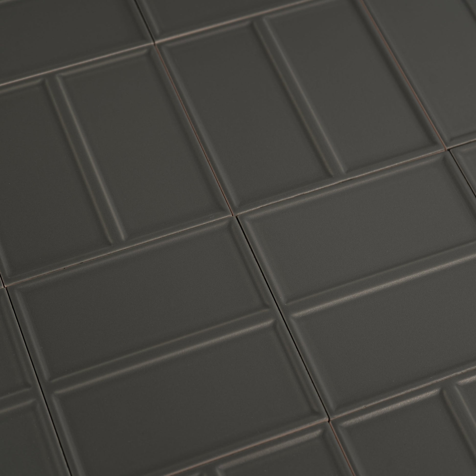 Macaron Domino Cocoa Ash 5x5 Matte Ceramic Tile - Cemento Collection