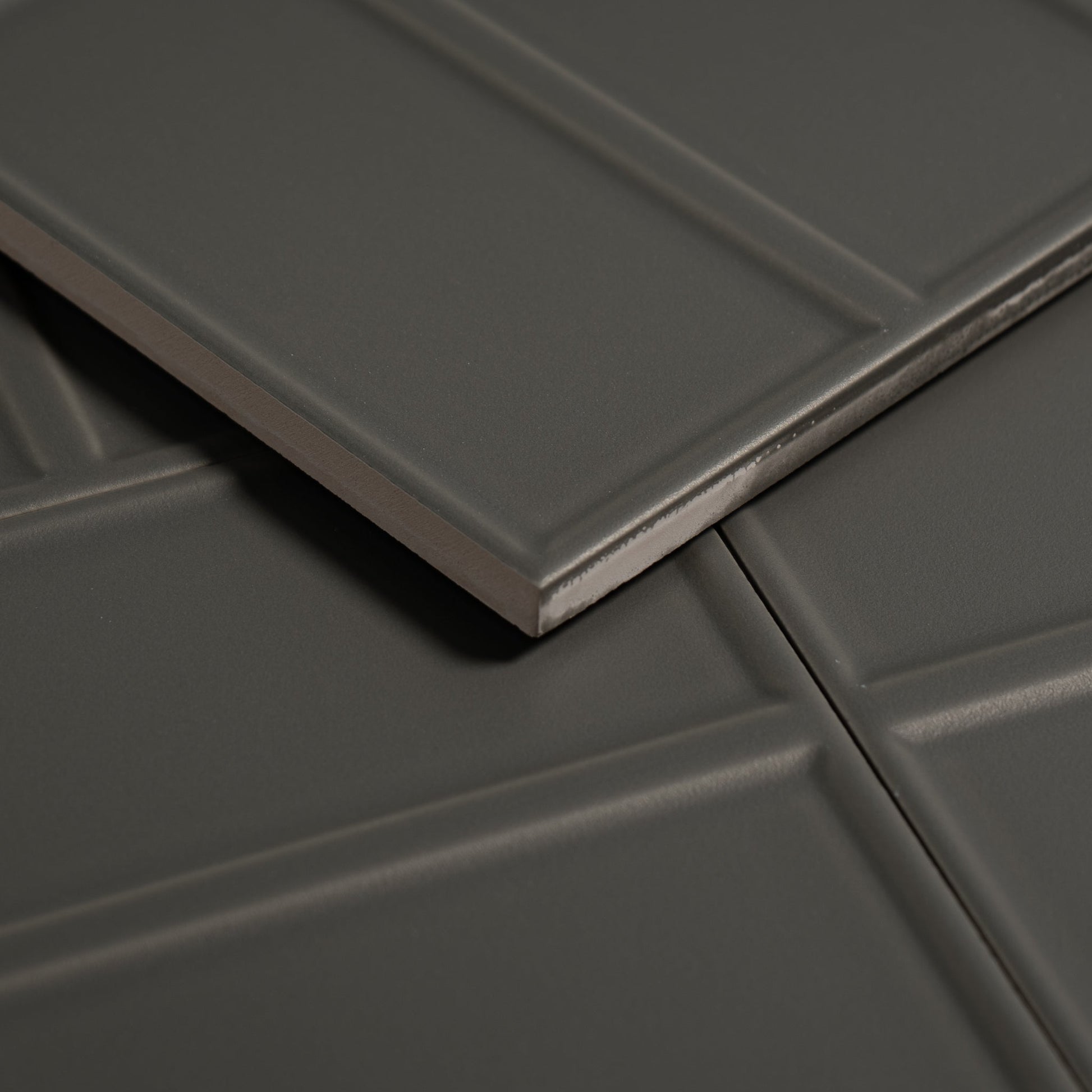 Macaron Domino Cocoa Ash 5x5 Matte Ceramic Tile - Cemento Collection