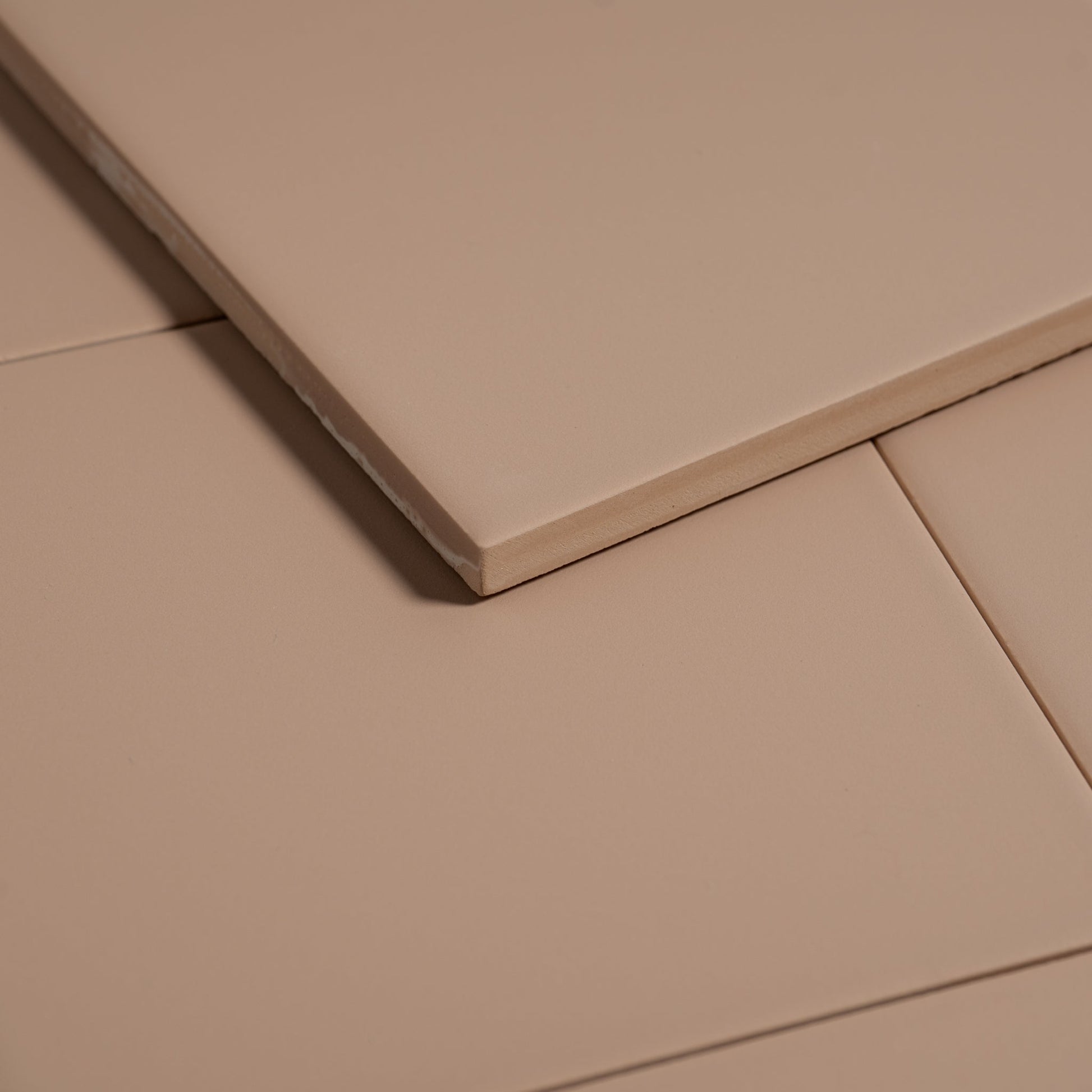 Macaron Flat Blush Toffee 5x5 Matte Ceramic Tile - Cemento Collection