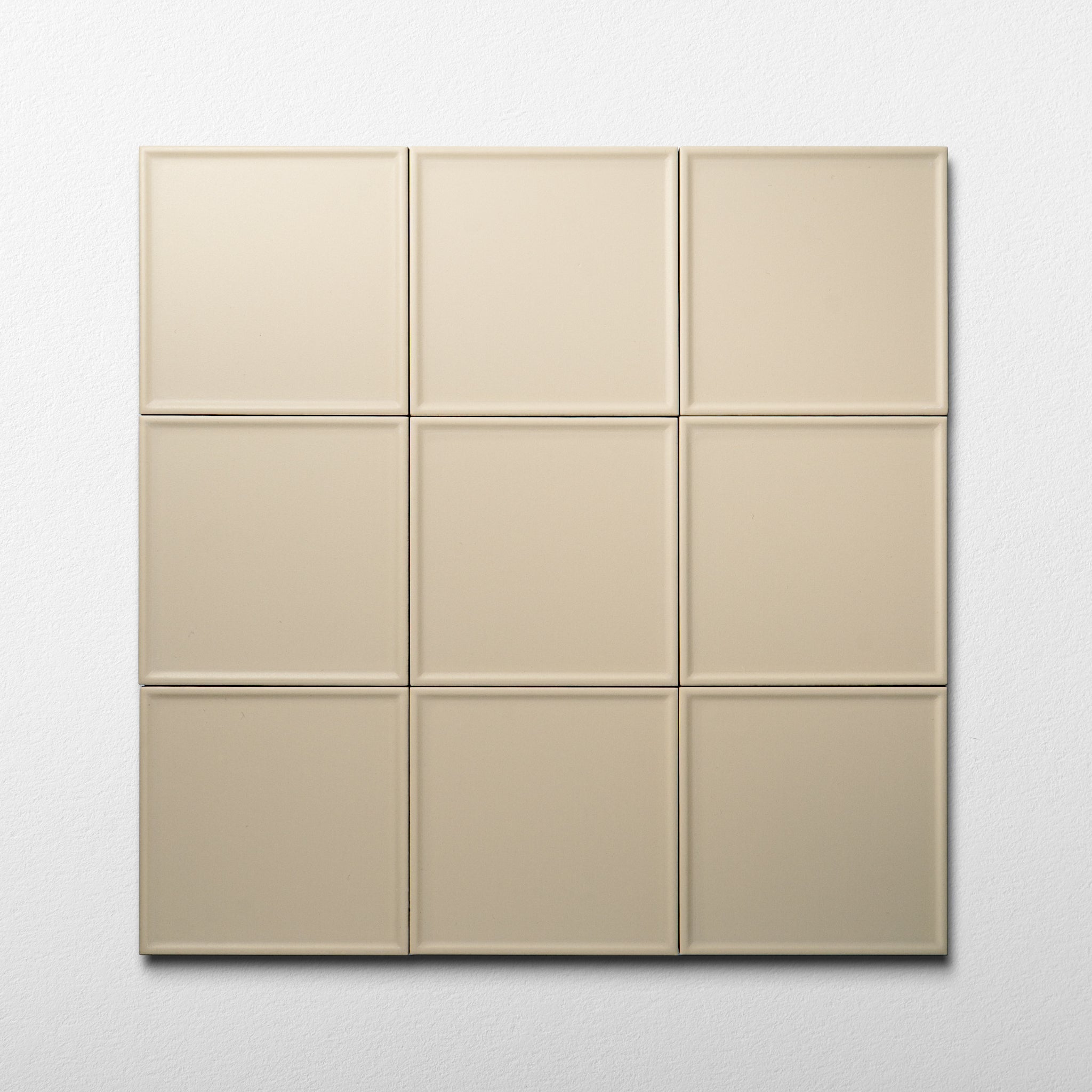 Macaron Pressed Almond Butter 5x5 Matte Ceramic Tile - Cemento Collection