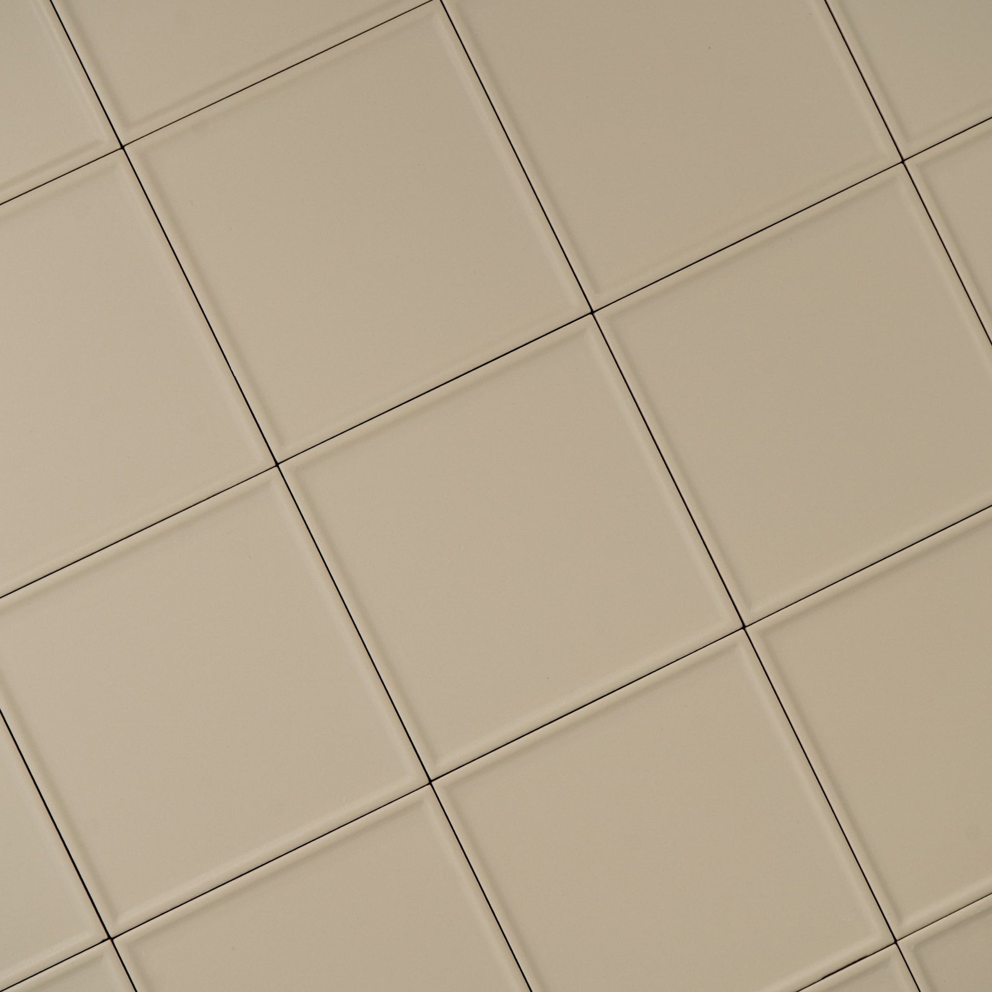 Macaron Pressed Almond Butter 5x5 Matte Ceramic Tile - Cemento Collection