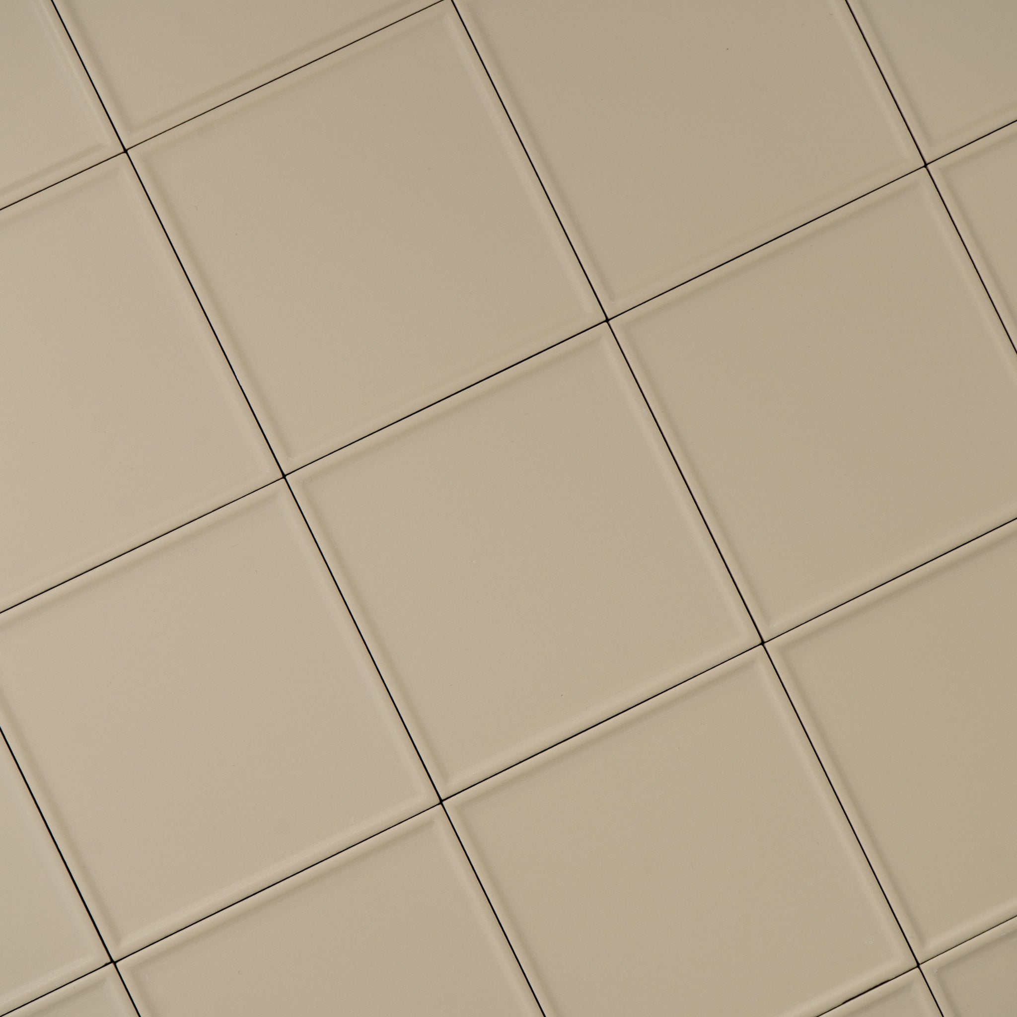 Macaron Pressed Almond Butter 5x5 Matte Ceramic Tile - Cemento Collection