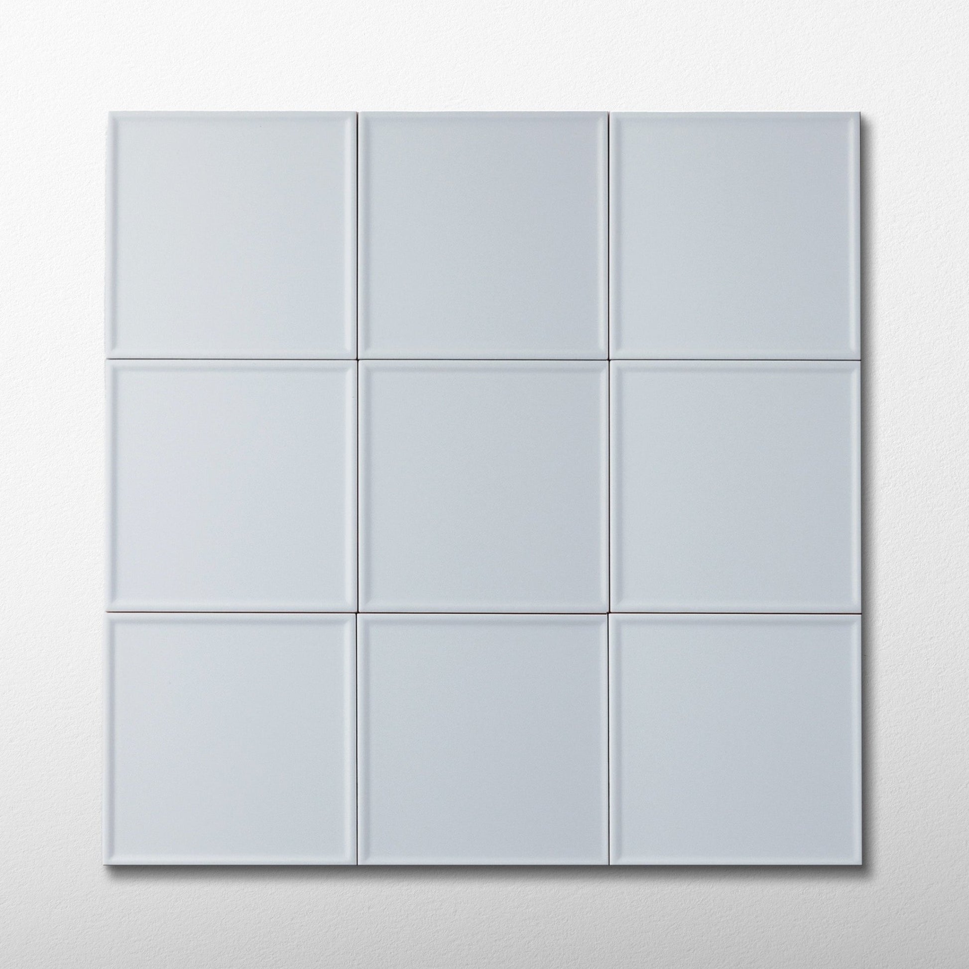 Macaron Pressed Blue Cream 5x5 Matte Ceramic Tile - Cemento Collection