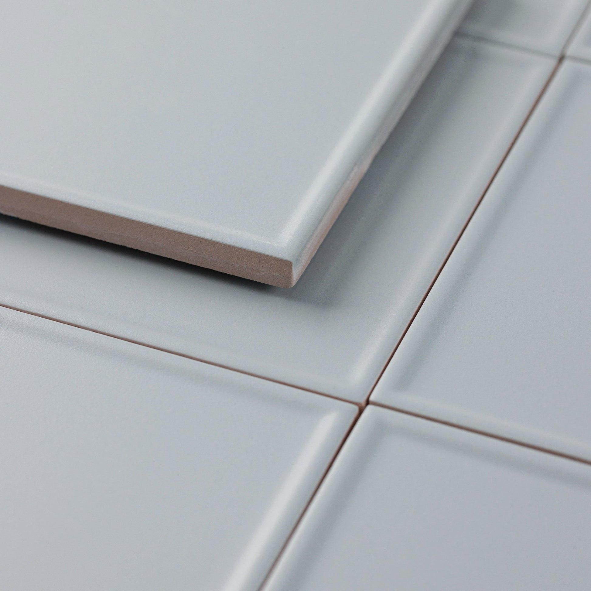 Macaron Pressed Blue Cream 5x5 Matte Ceramic Tile - Cemento Collection