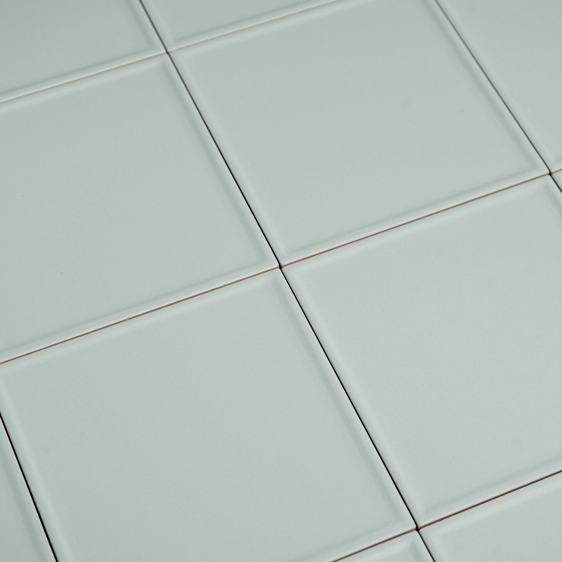 Macaron Pressed Blue Cream 5x5 Matte Ceramic Tile - Cemento Collection