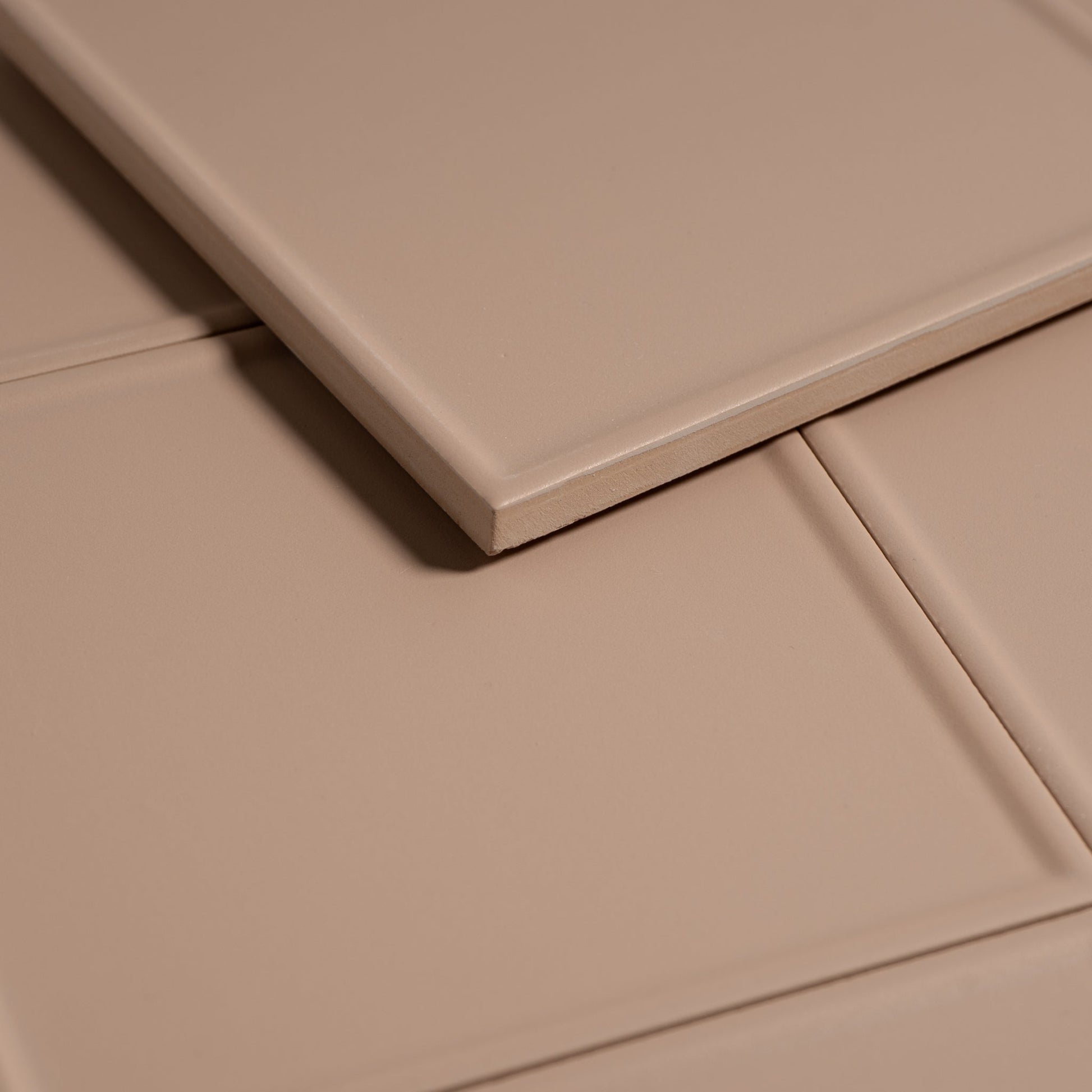 Macaron Pressed Blush Toffee 5x5 Matte Ceramic Tile - Cemento Collection