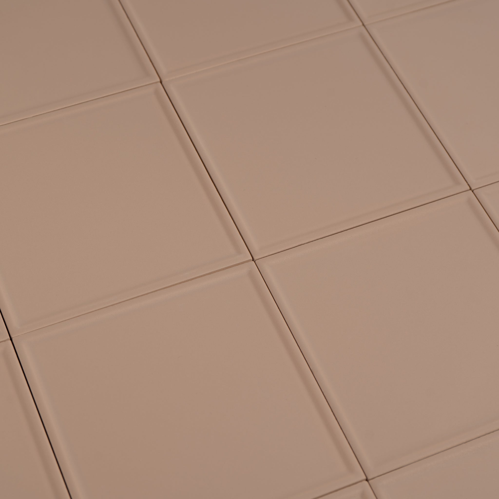 Macaron Pressed Blush Toffee 5x5 Matte Ceramic Tile - Cemento Collection