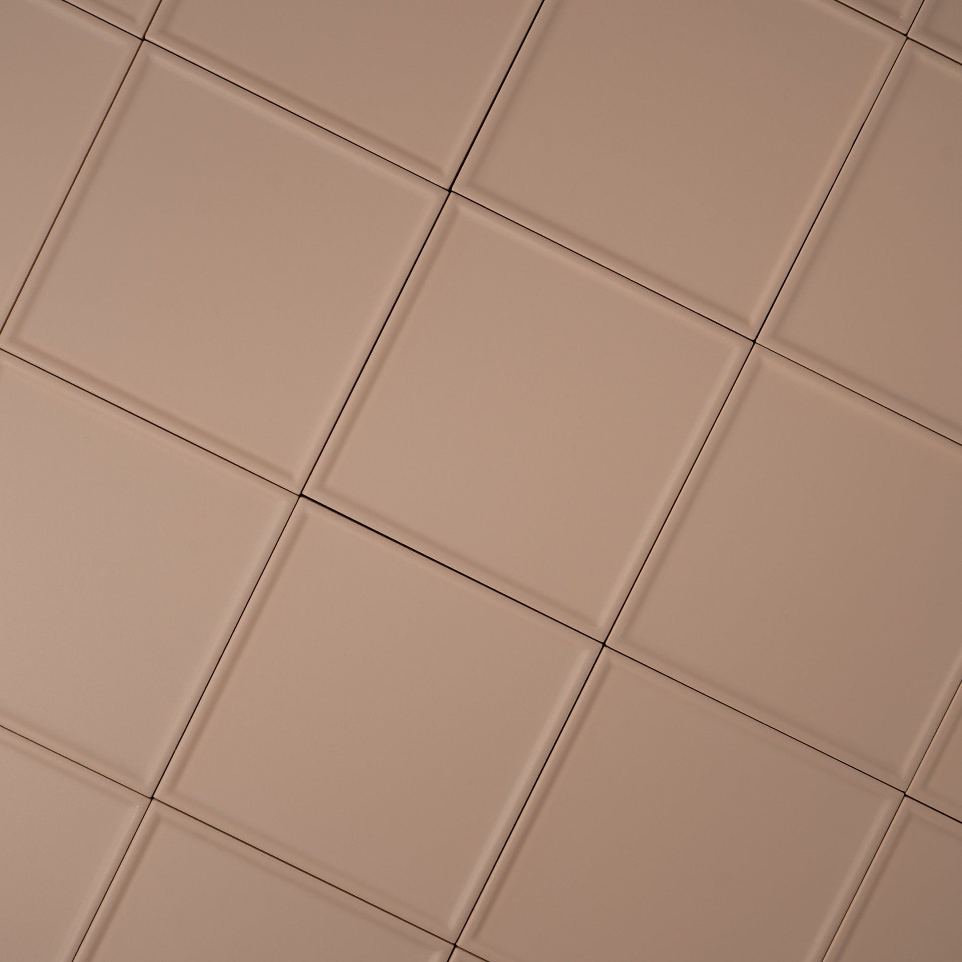 Macaron Pressed Blush Toffee 5x5 Matte Ceramic Tile - Cemento Collection