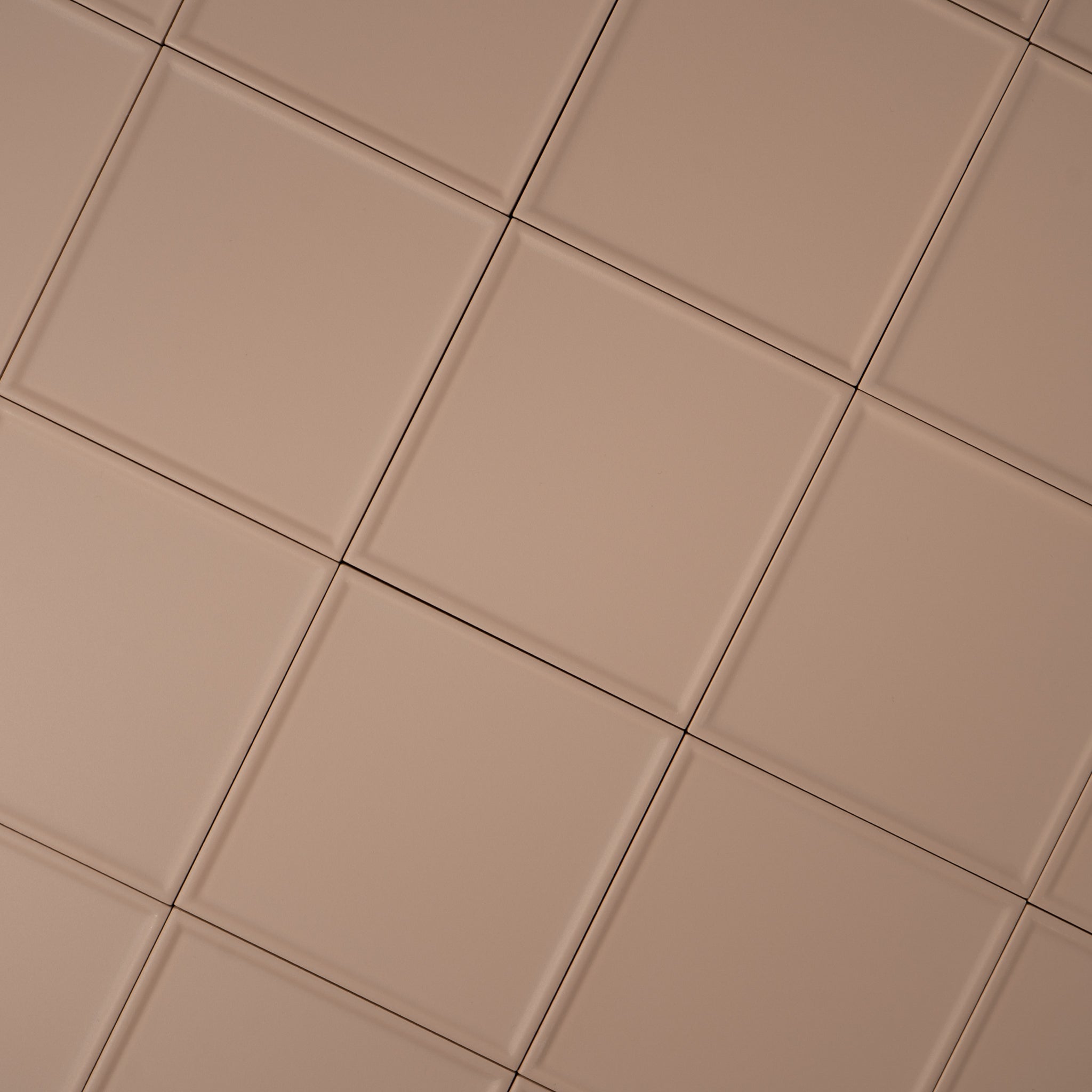 Macaron Pressed Blush Toffee 5x5 Matte Ceramic Tile - Cemento Collection