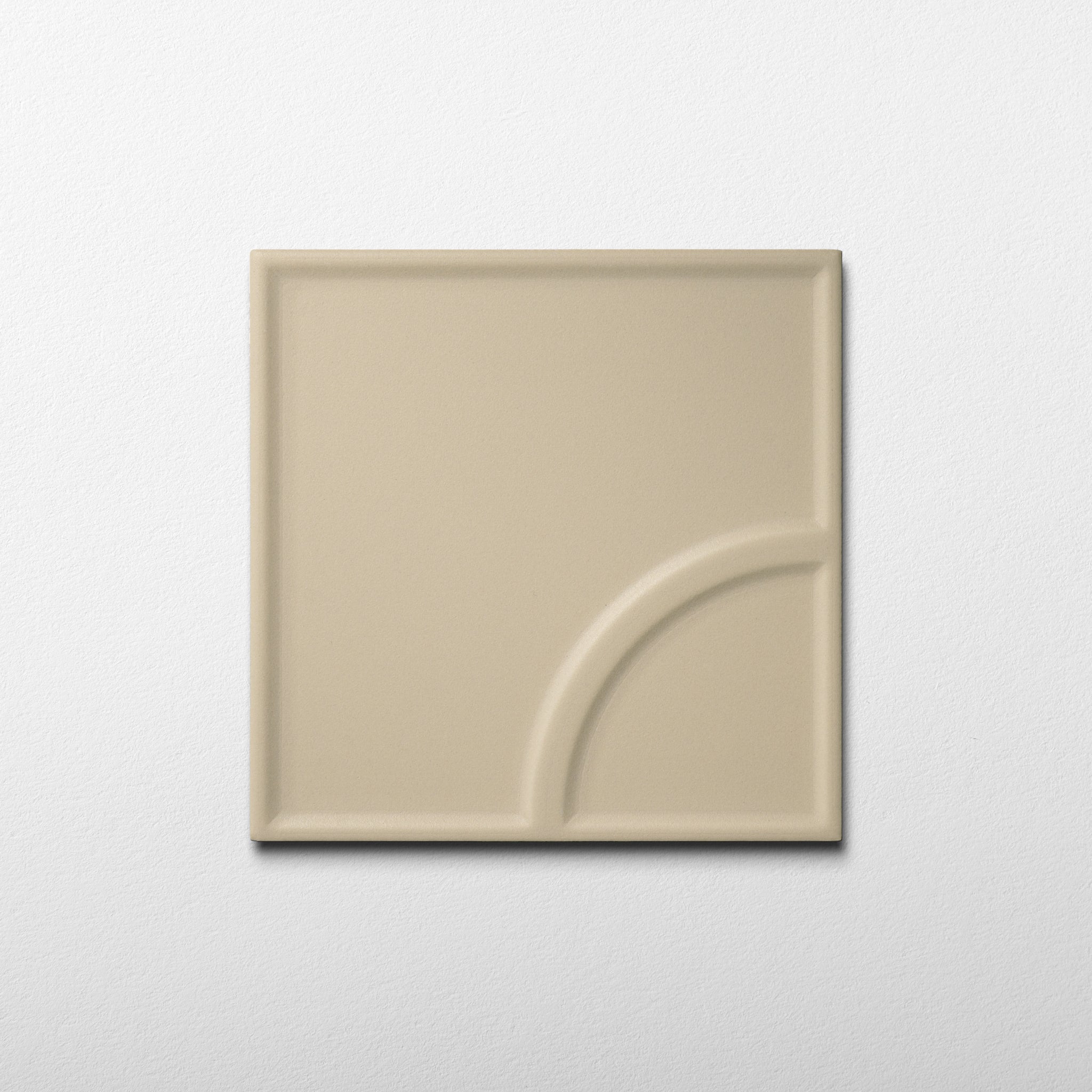Macaron Radius Almond Butter 5x5 Matte Ceramic Tile - Cemento Collection
