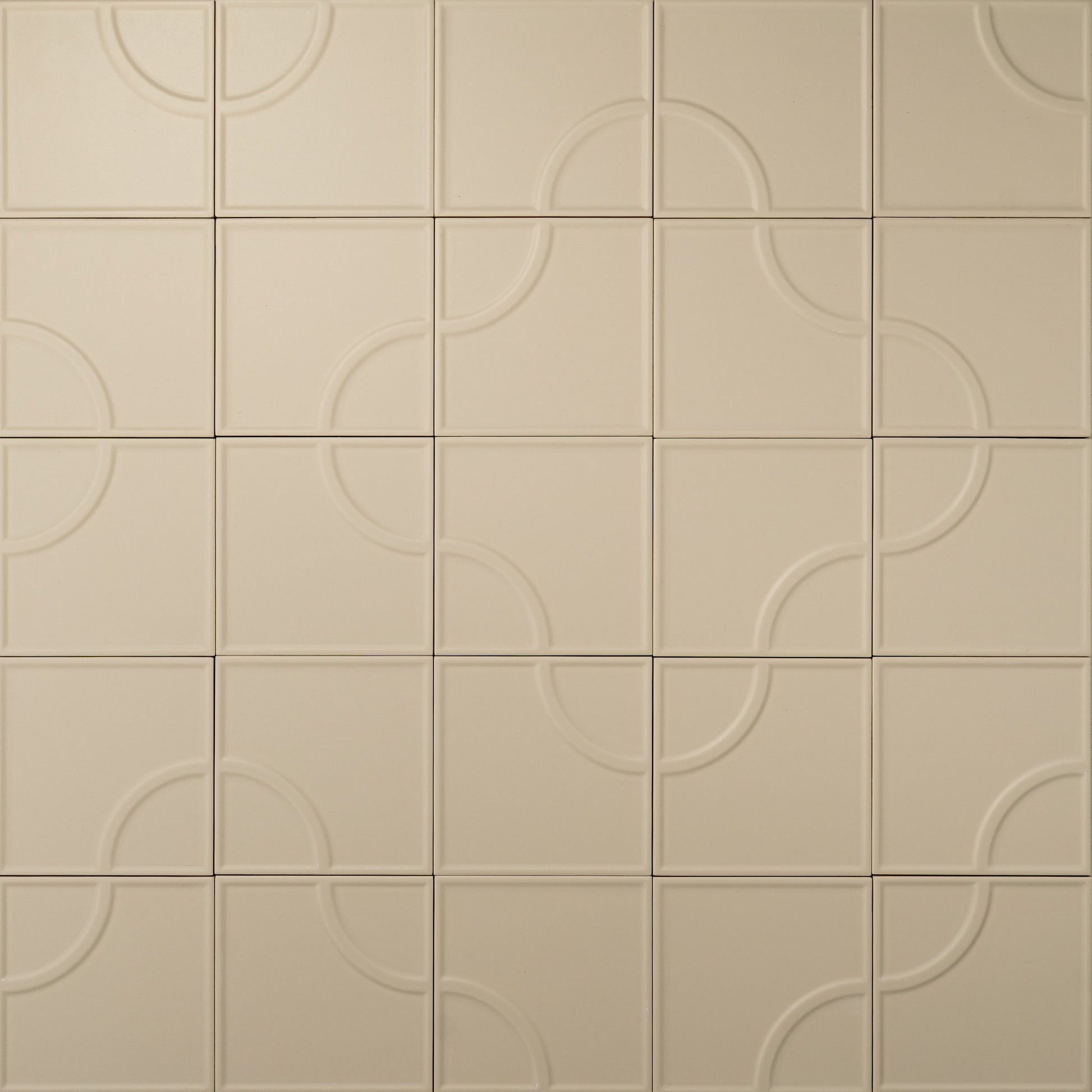 Macaron Radius Almond Butter 5x5 Matte Ceramic Tile - Cemento Collection