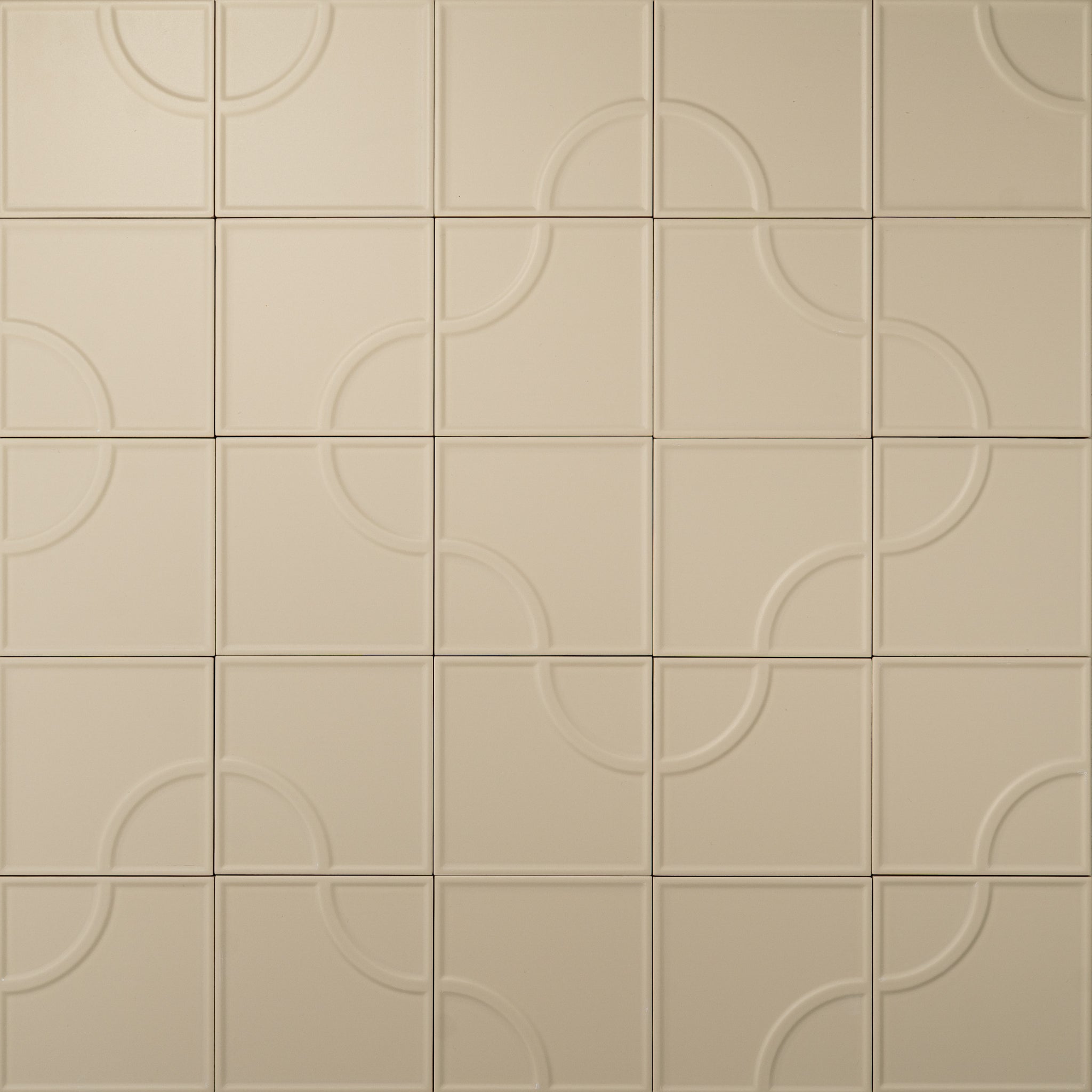 Macaron Radius Almond Butter 5x5 Matte Ceramic Tile - Cemento Collection