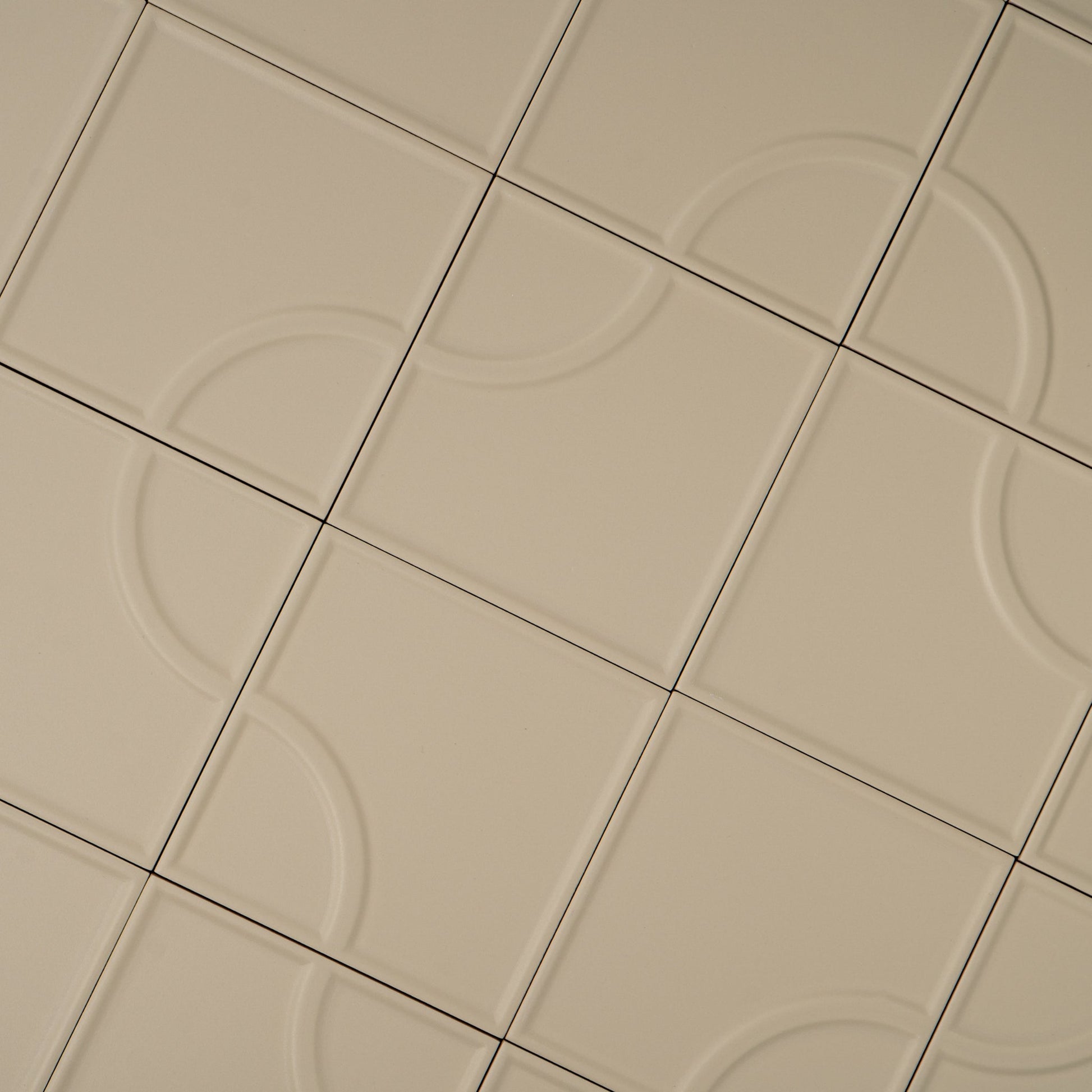 Macaron Radius Almond Butter 5x5 Matte Ceramic Tile - Cemento Collection