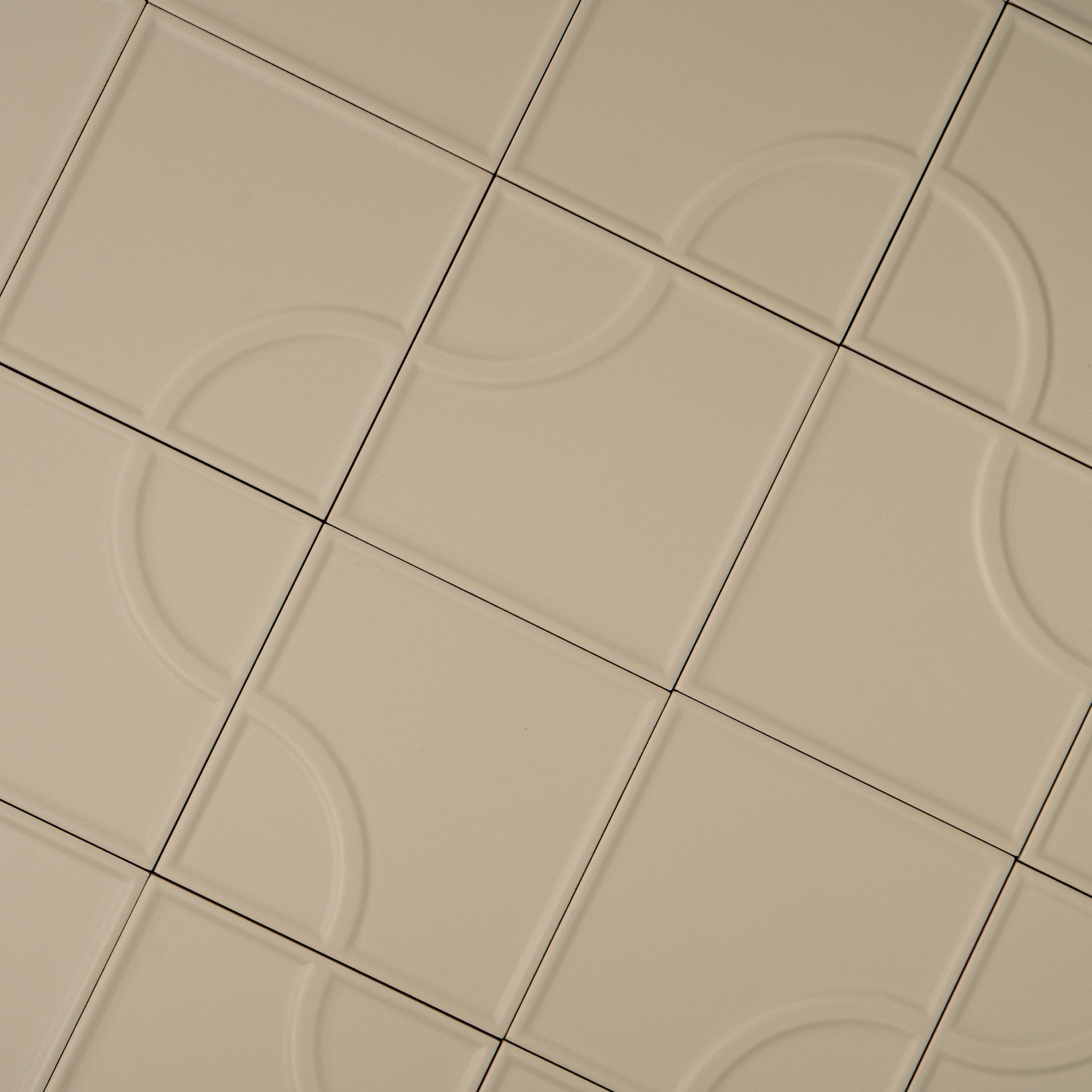 Macaron Radius Almond Butter 5x5 Matte Ceramic Tile - Cemento Collection