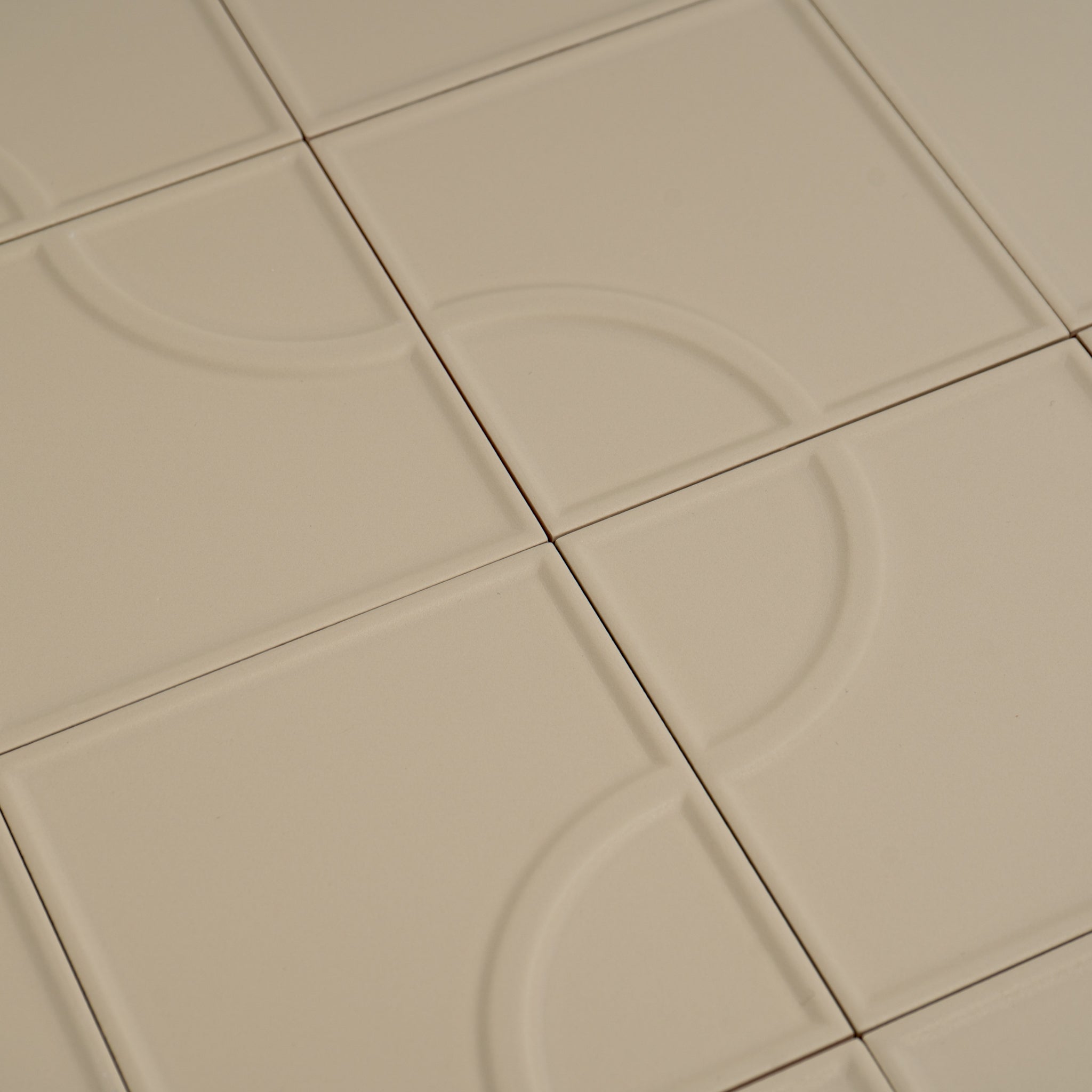 Macaron Radius Almond Butter 5x5 Matte Ceramic Tile - Cemento Collection