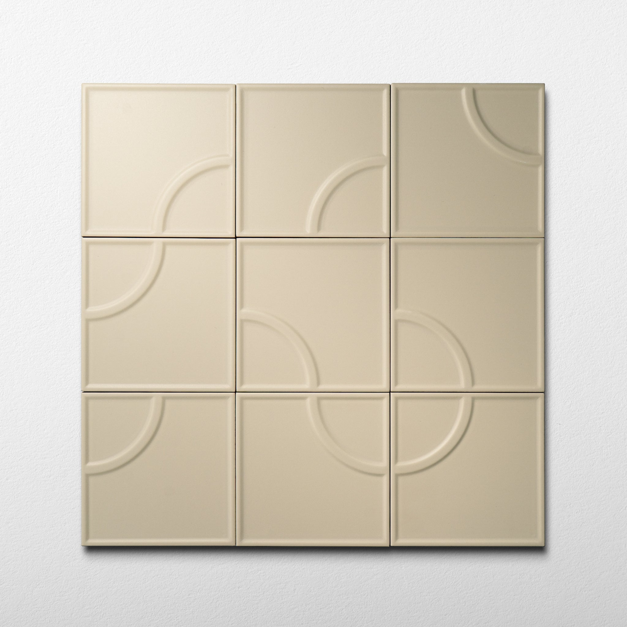 Macaron Radius Almond Butter 5x5 Matte Ceramic Tile - Cemento Collection