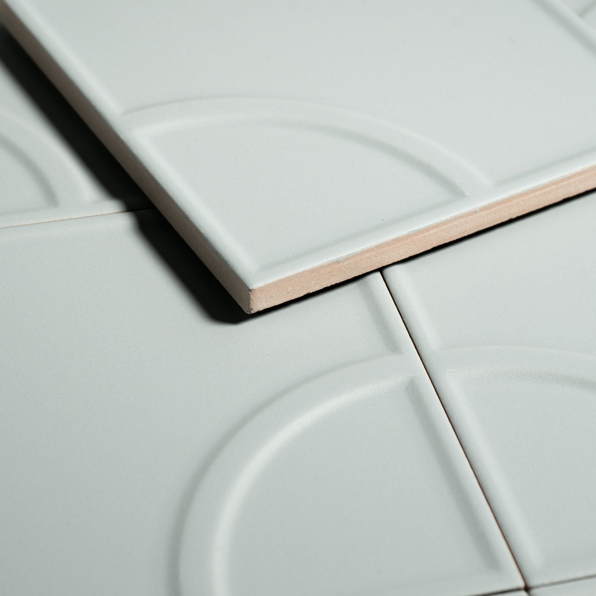 Macaron Radius Blue Cream 5x5 Matte Ceramic Tile - Cemento Collection