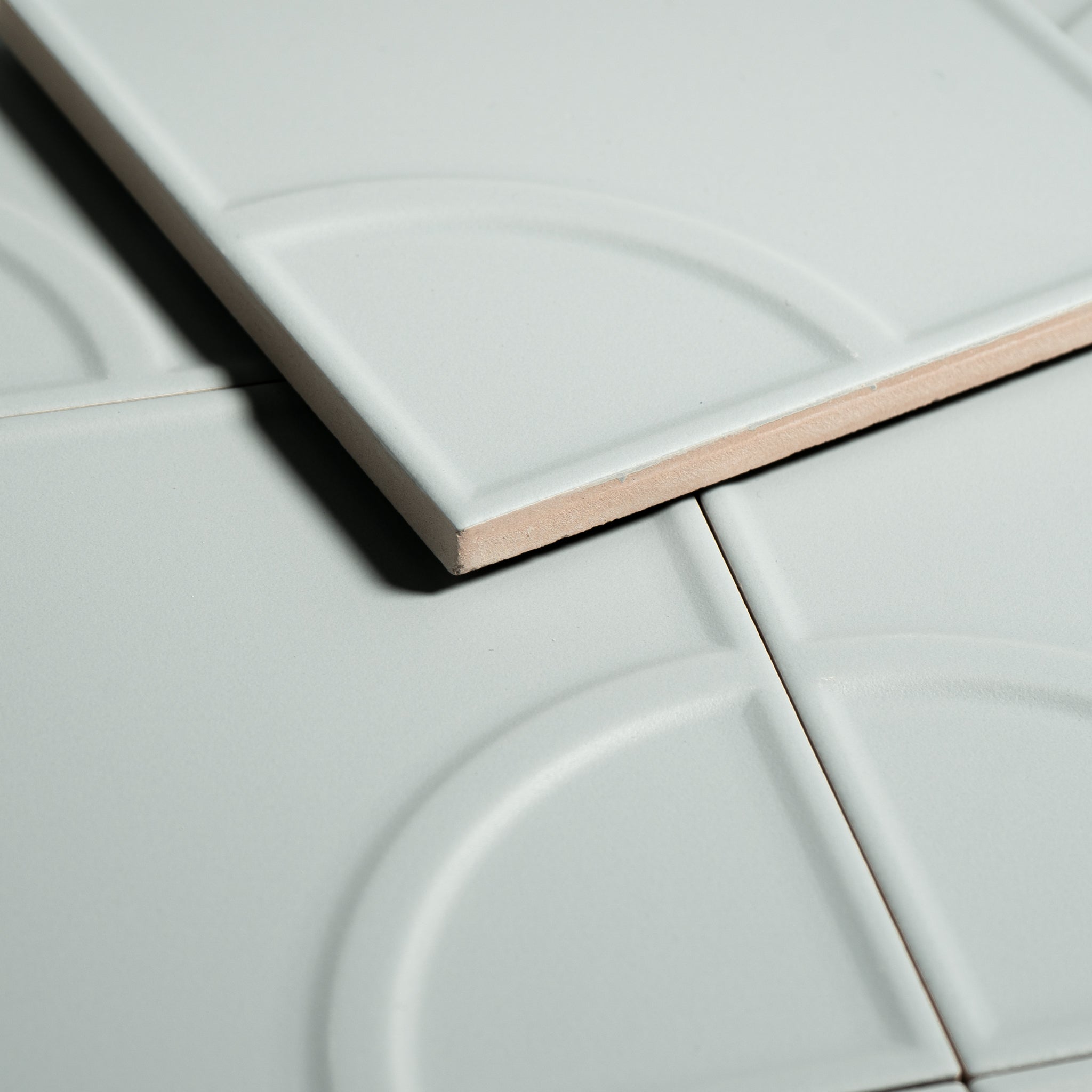 Macaron Radius Blue Cream 5x5 Matte Ceramic Tile - Cemento Collection