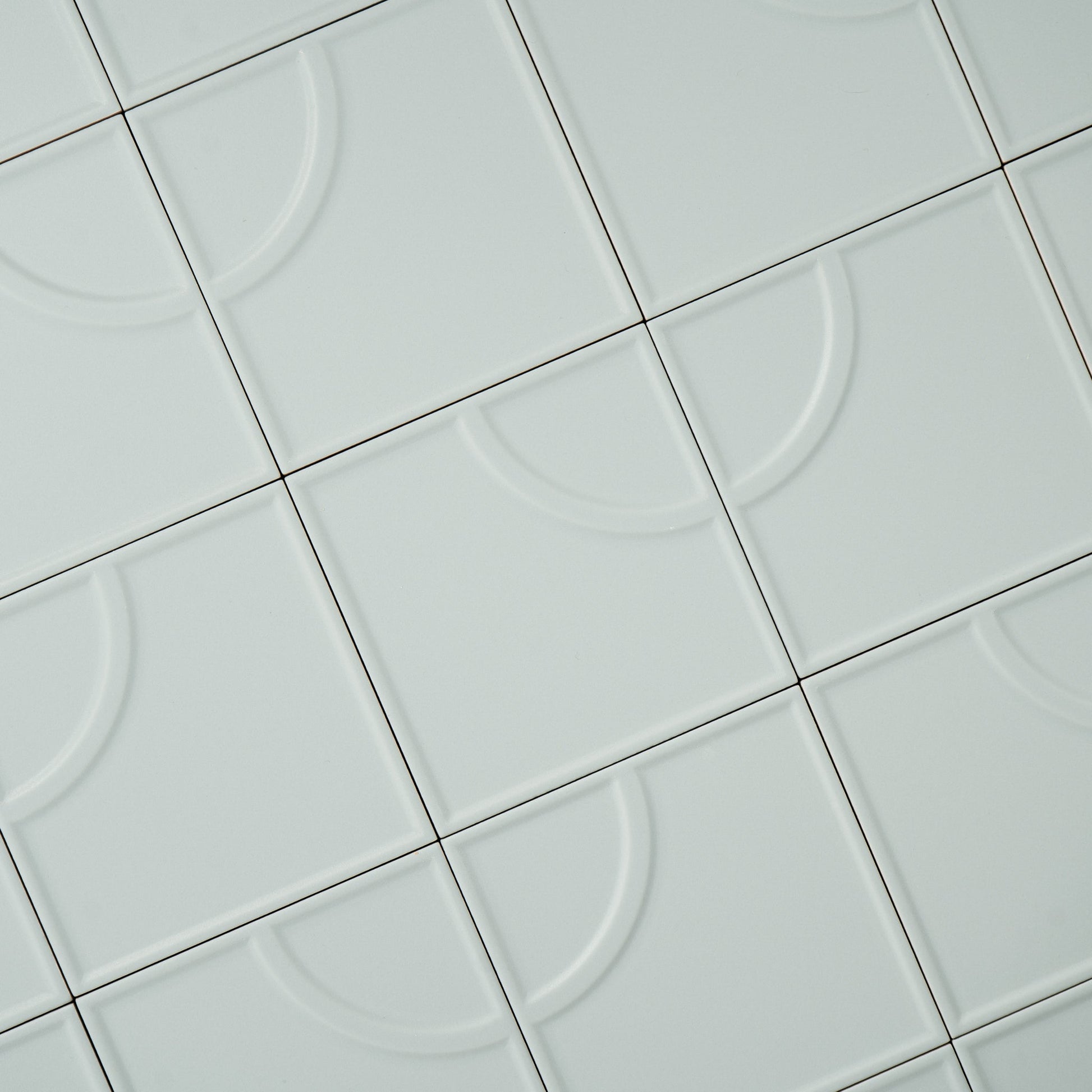 Macaron Radius Blue Cream 5x5 Matte Ceramic Tile - Cemento Collection