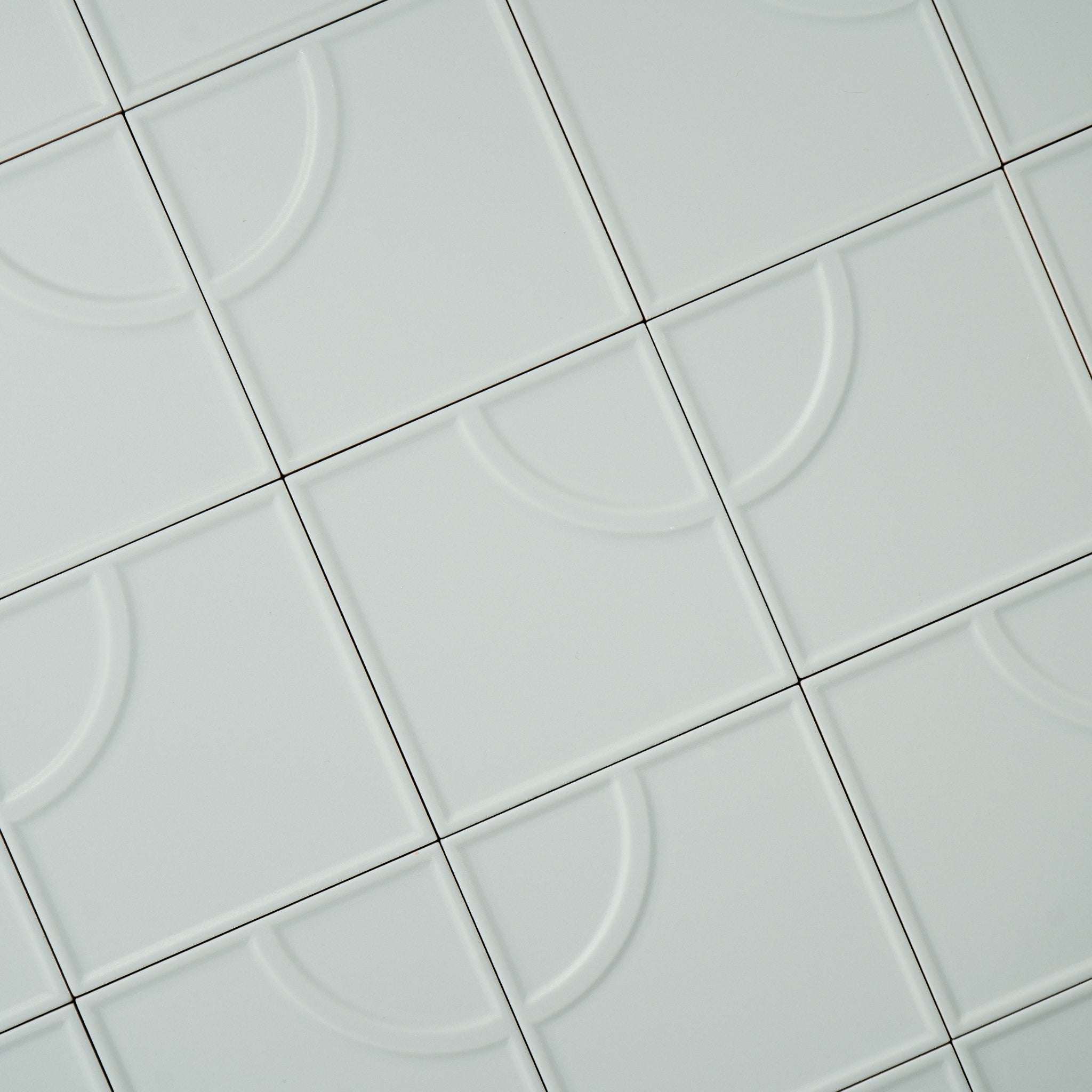 Macaron Radius Blue Cream 5x5 Matte Ceramic Tile - Cemento Collection