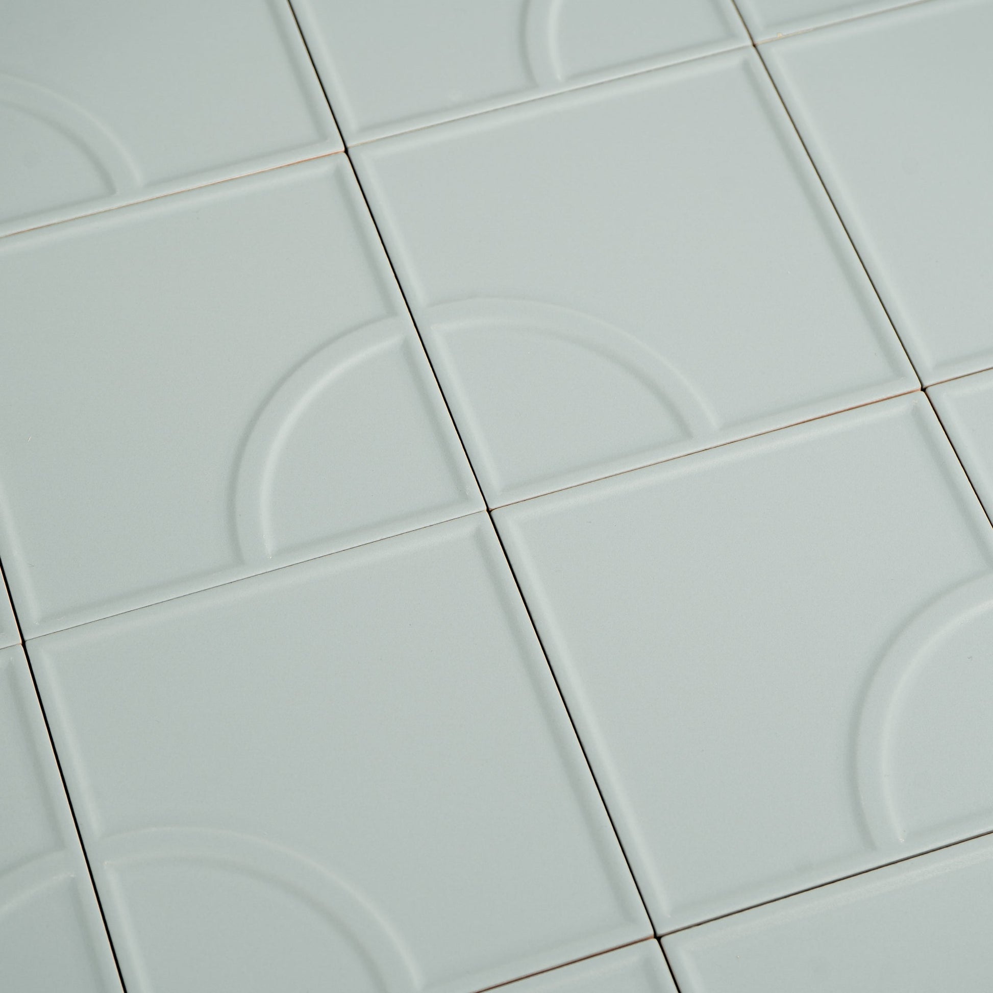 Macaron Radius Blue Cream 5x5 Matte Ceramic Tile - Cemento Collection
