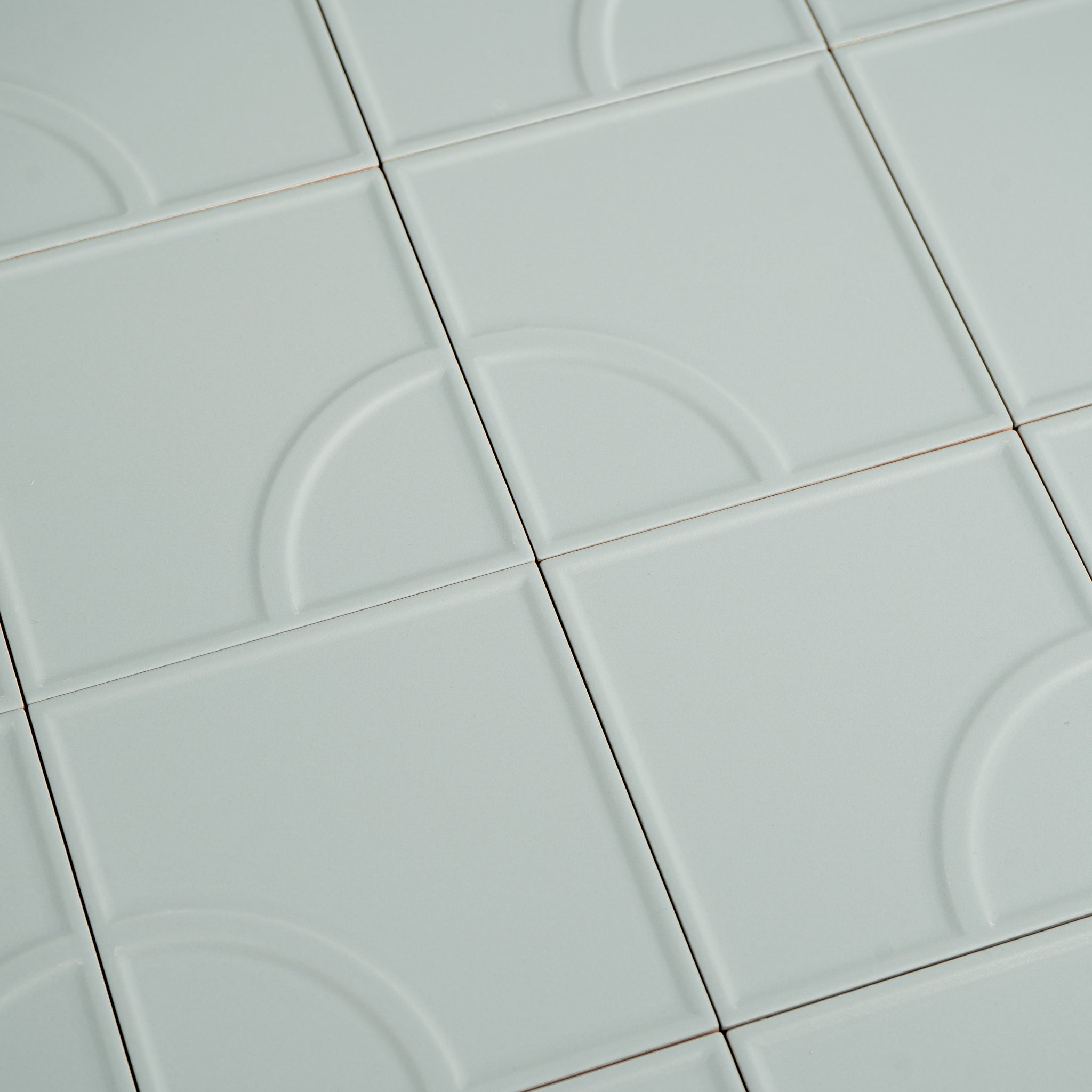 Macaron Radius Blue Cream 5x5 Matte Ceramic Tile - Cemento Collection