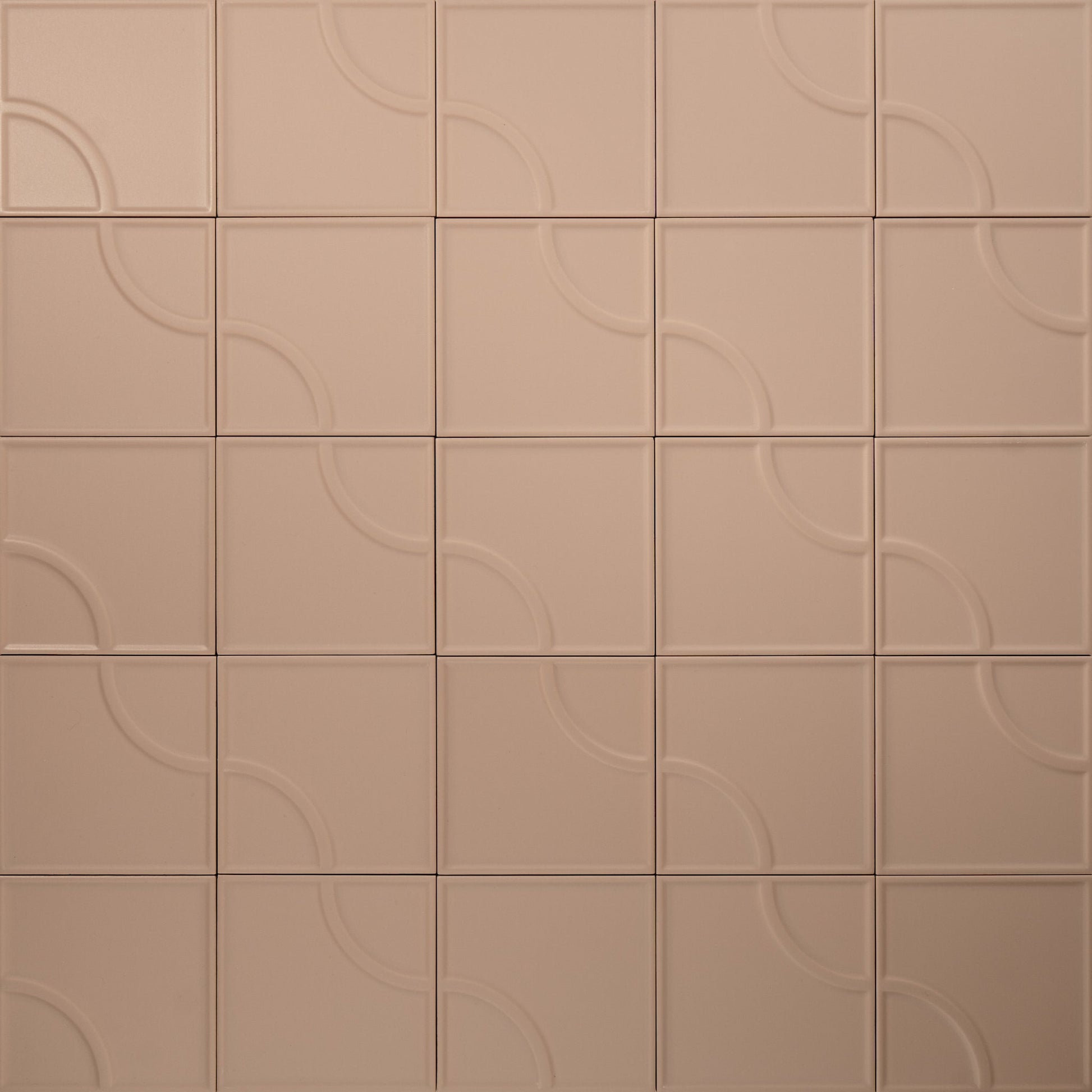 Macaron Radius Blush Toffee 5x5 Matte Ceramic Tile - Cemento Collection
