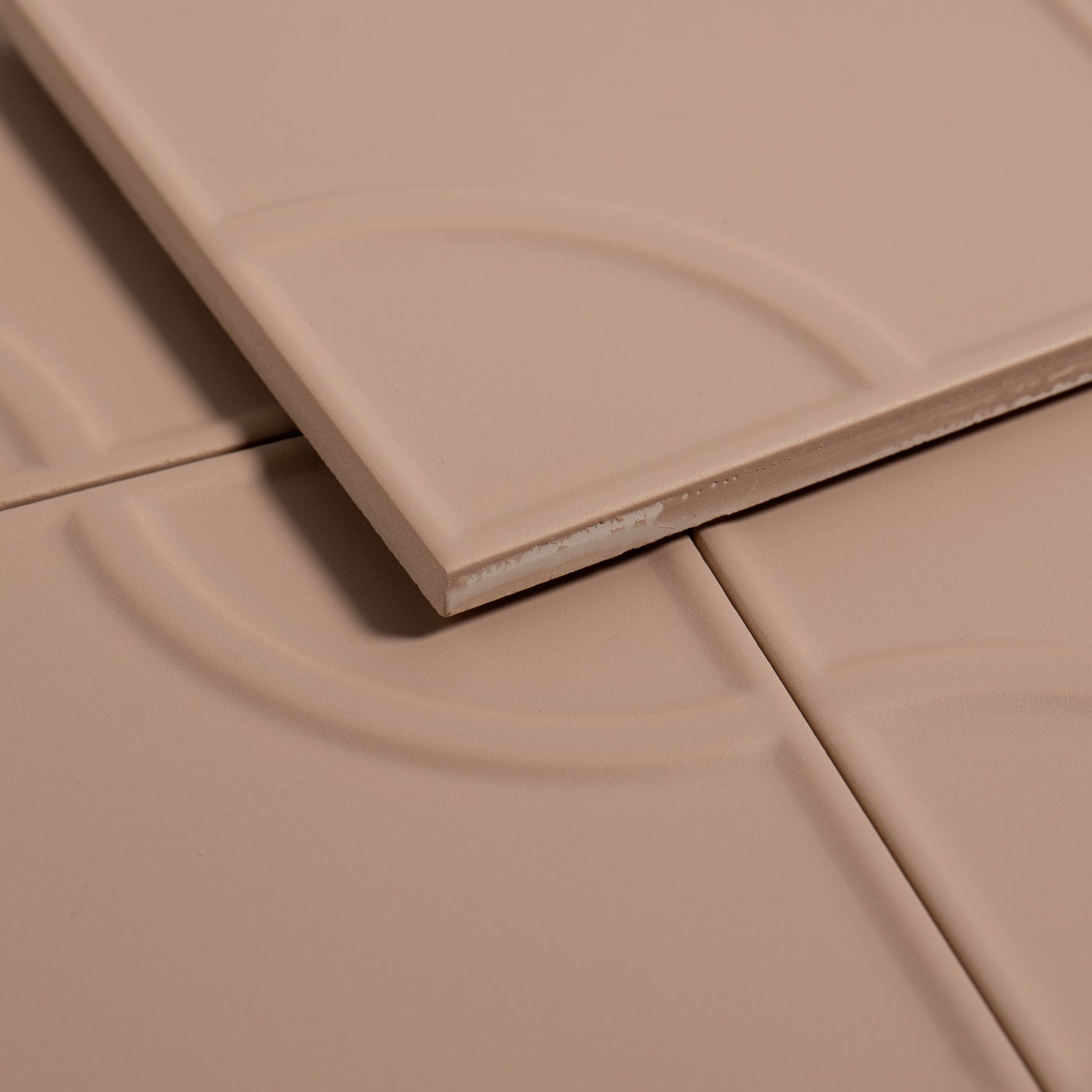Macaron Radius Blush Toffee 5x5 Matte Ceramic Tile - Cemento Collection