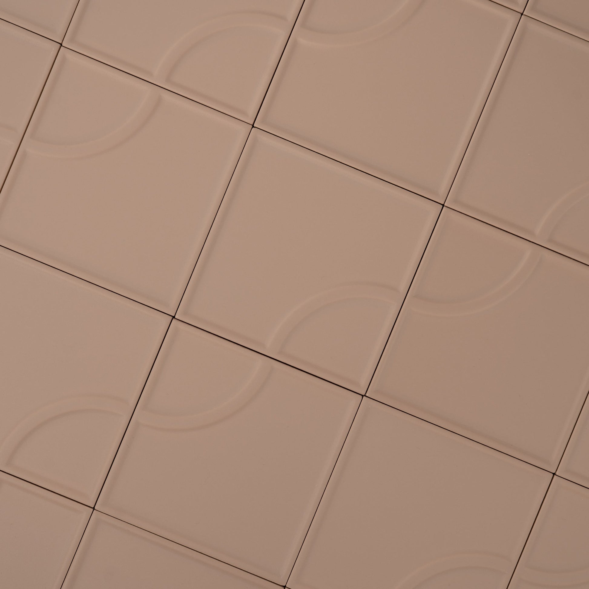 Macaron Radius Blush Toffee 5x5 Matte Ceramic Tile - Cemento Collection