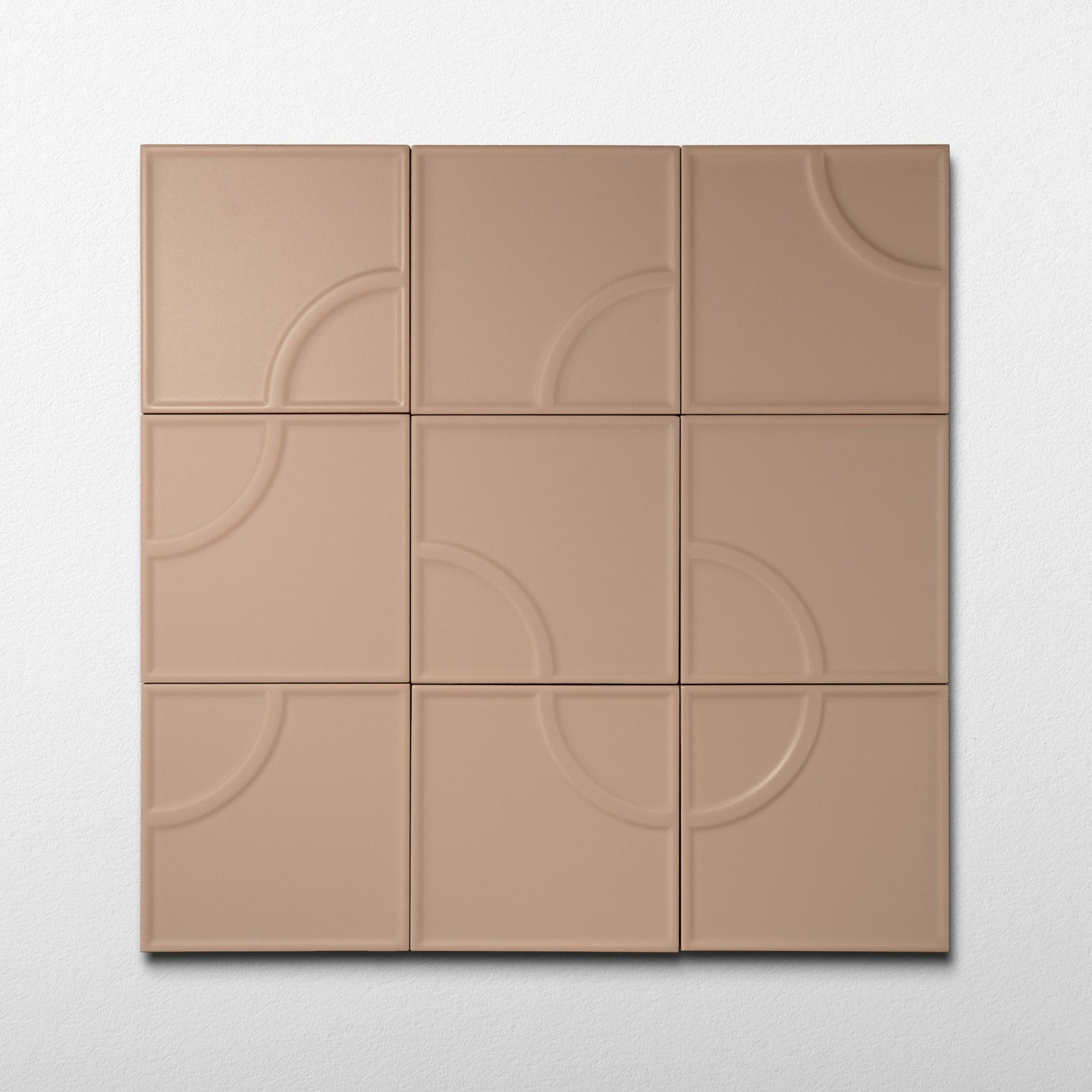Macaron Radius Blush Toffee 5x5 Matte Ceramic Tile - Cemento Collection
