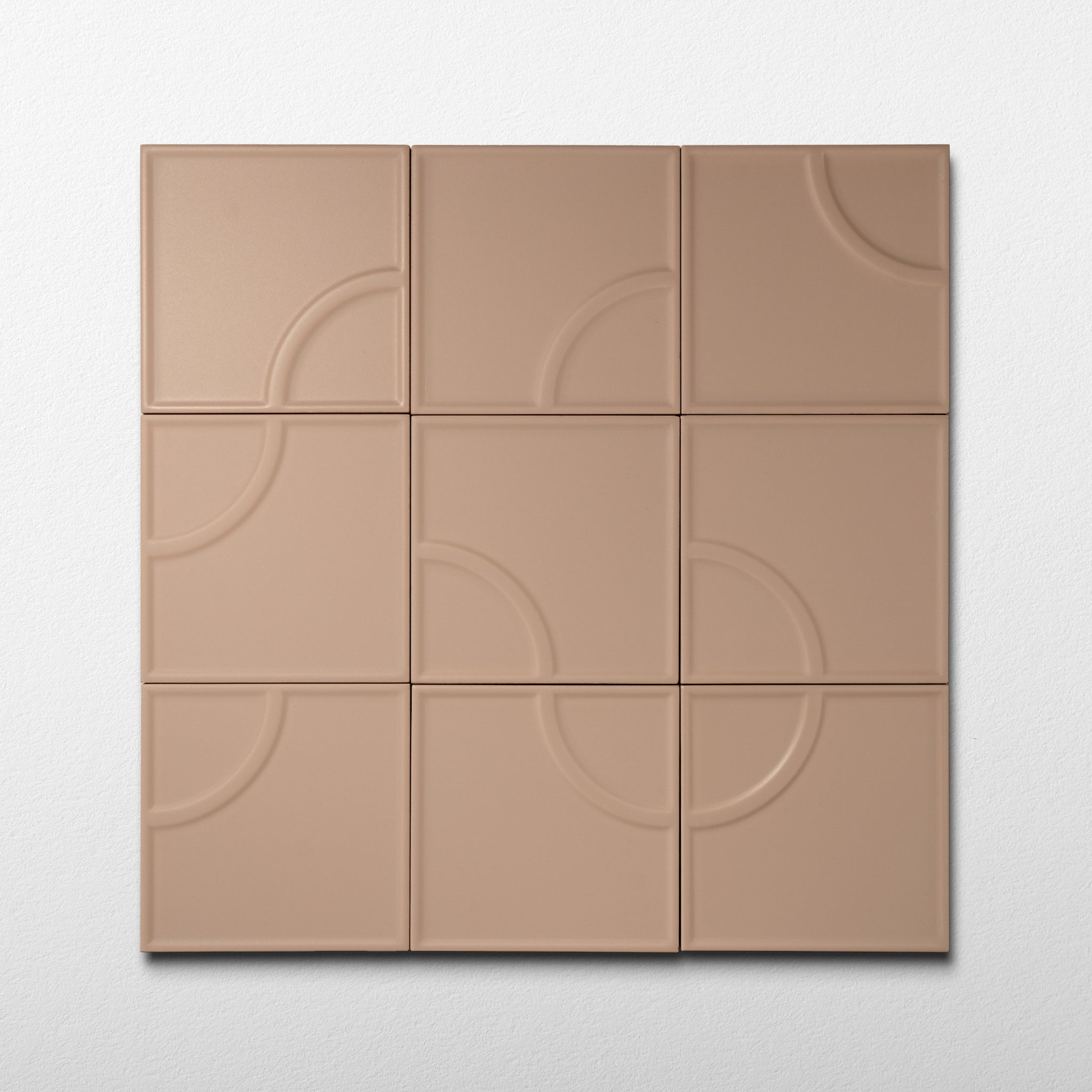 Macaron Radius Blush Toffee 5x5 Matte Ceramic Tile - Cemento Collection