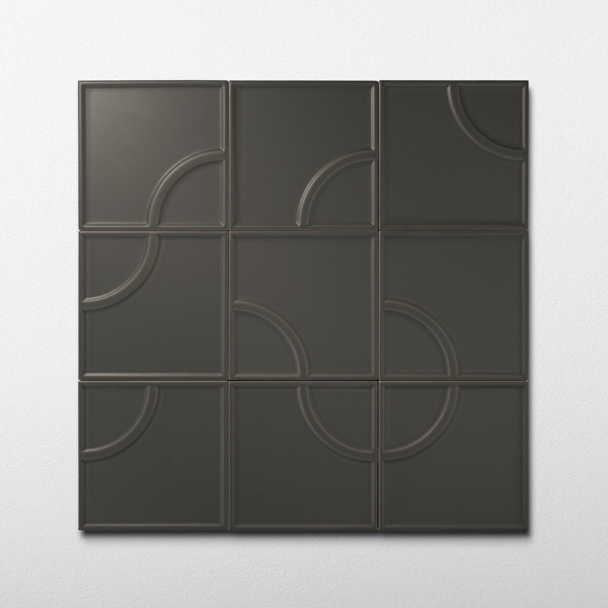 Macaron Radius Cocoa Ash 5x5 Matte Ceramic Tile - Cemento Collection