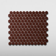 Mahogany Brown 1" Hexagon Matte Porcelain Mosaic Tile - Cemento Collection