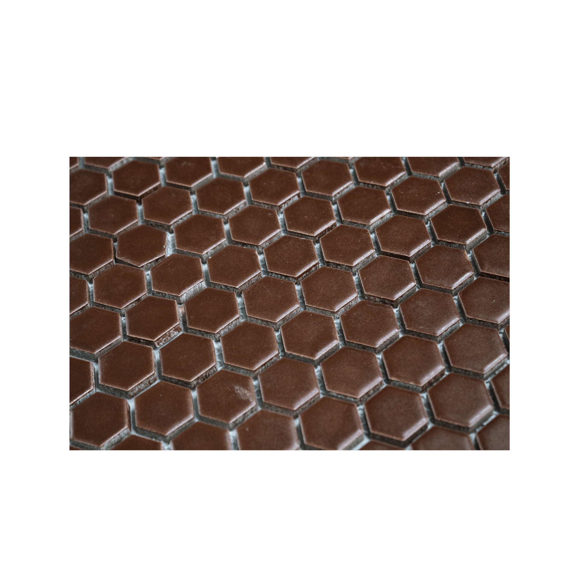 Mahogany Brown 1" Hexagon Matte Porcelain Mosaic Tile - Cemento Collection