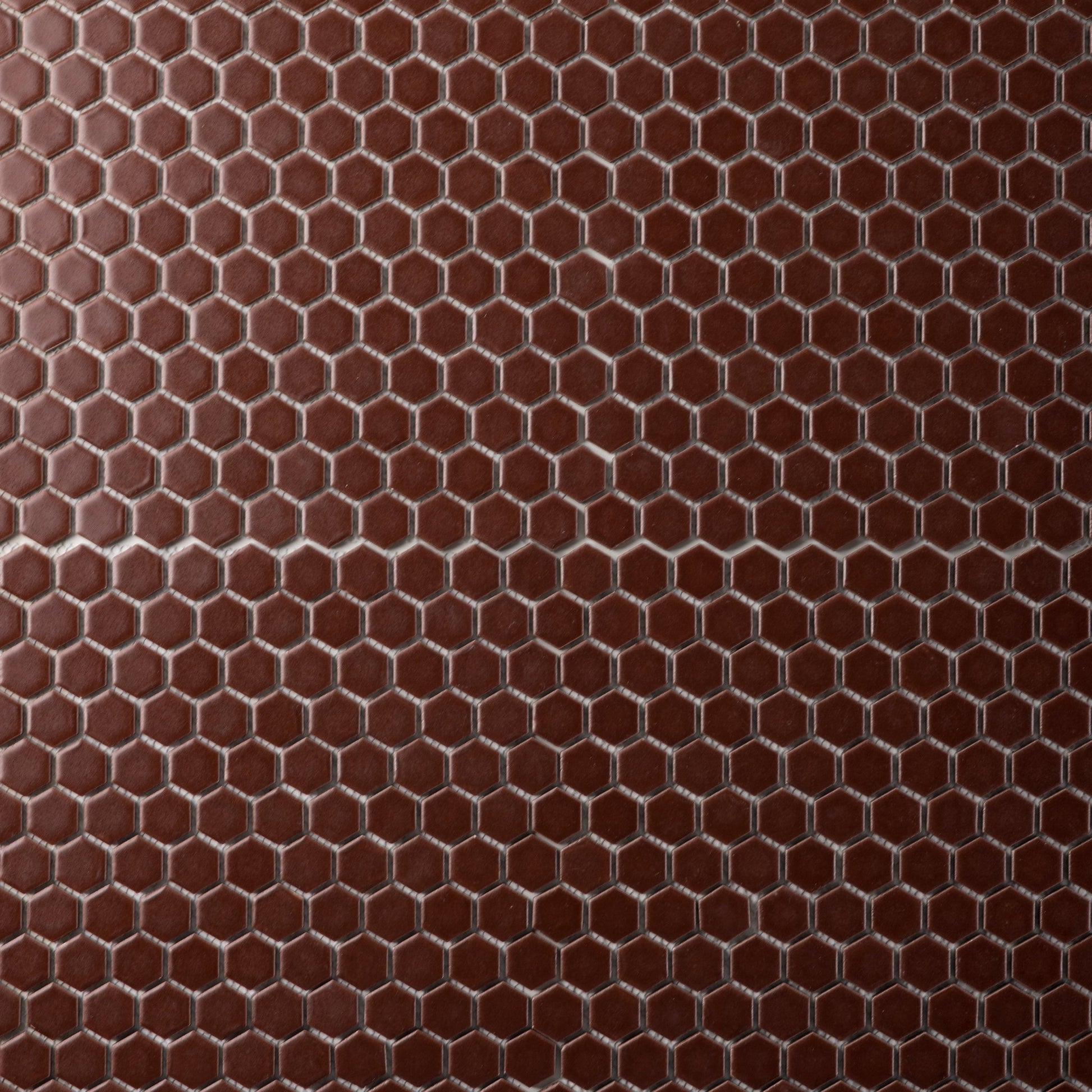 Mahogany Brown 1" Hexagon Matte Porcelain Mosaic Tile - Cemento Collection