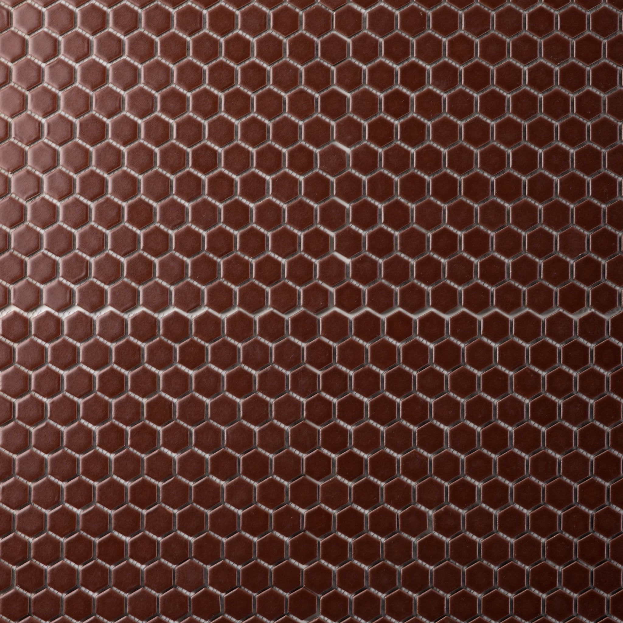 Mahogany Brown 1" Hexagon Matte Porcelain Mosaic Tile - Cemento Collection