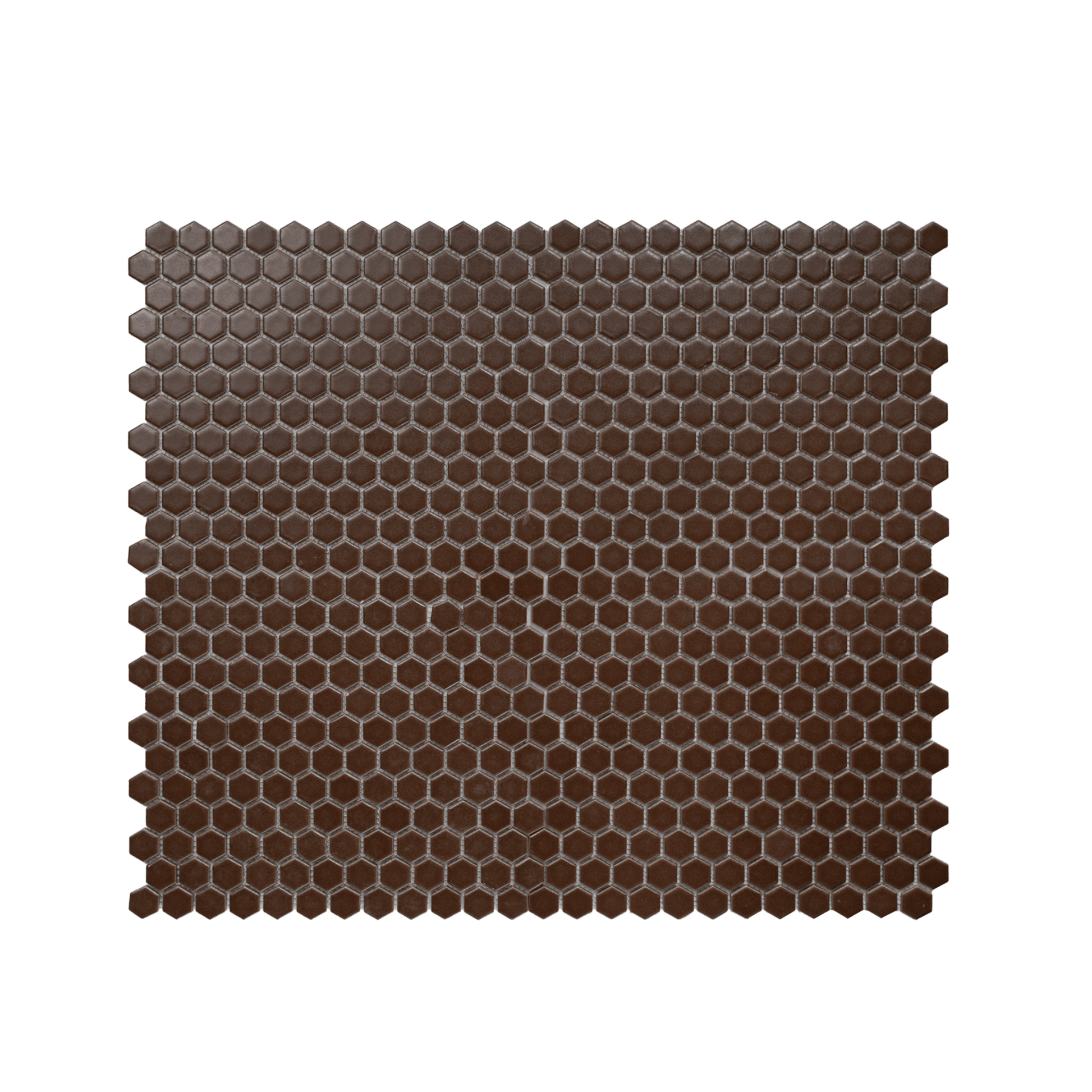 Mahogany Brown 1" Hexagon Matte Porcelain Mosaic Tile - Cemento Collection